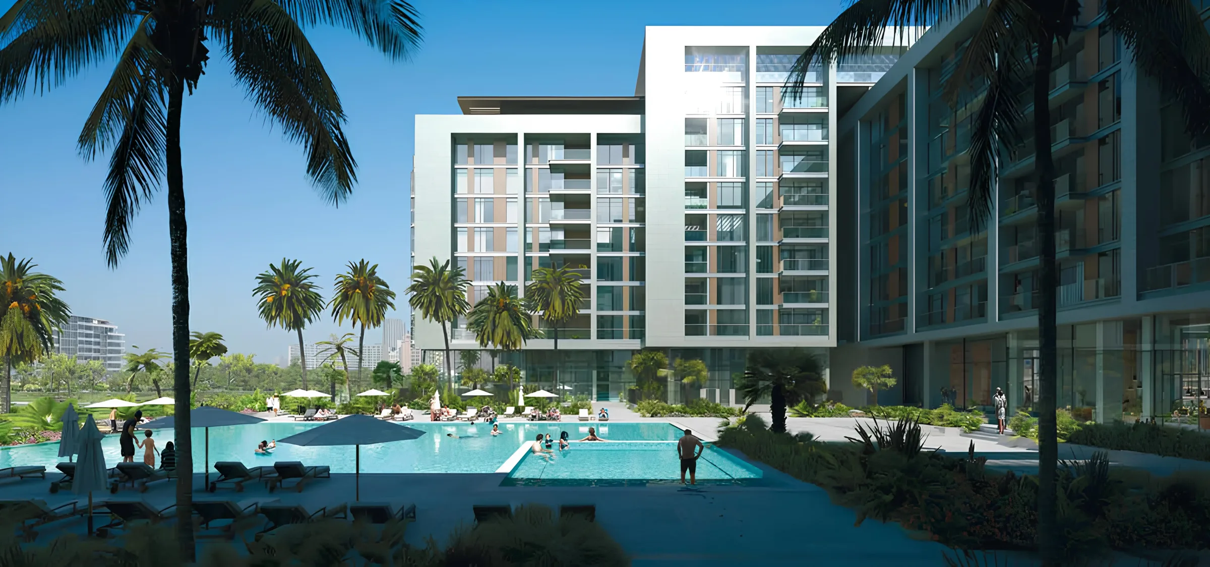 Landscaped open spaces at Acacia Park Heights