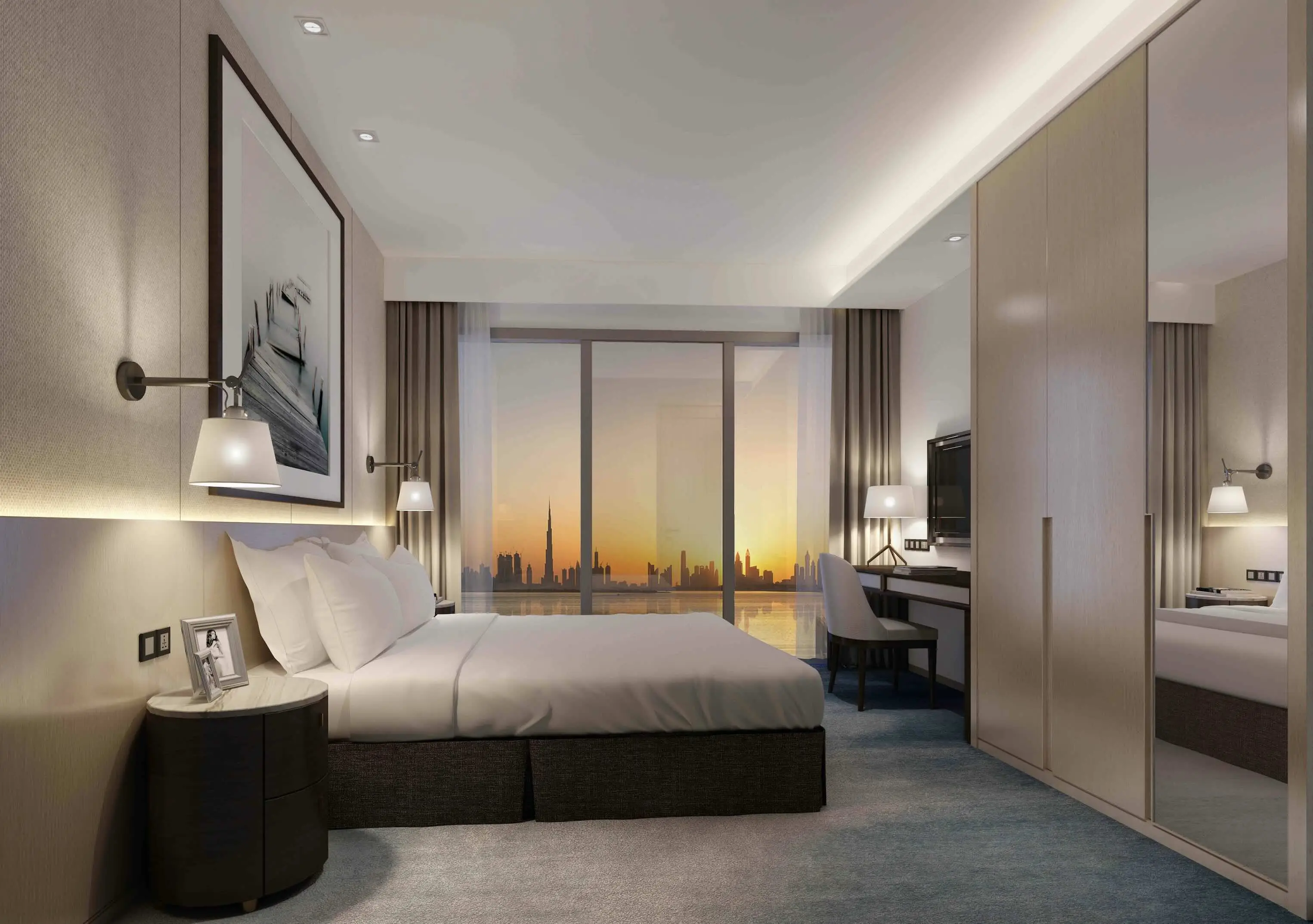 Address Harbour Point bedroom with skyline and water view