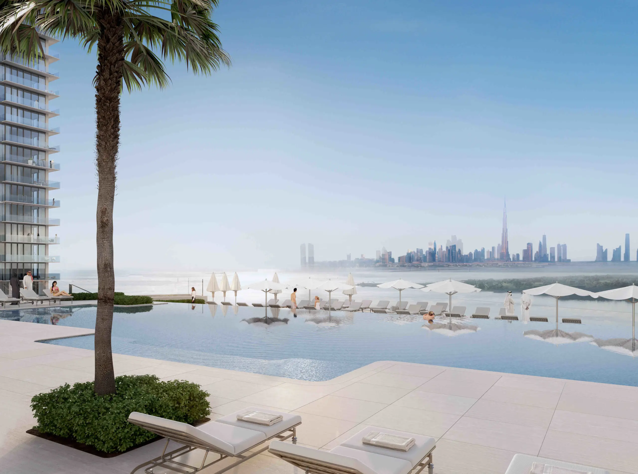 Address Harbour Point infinity pool overlooking Dubai skyline