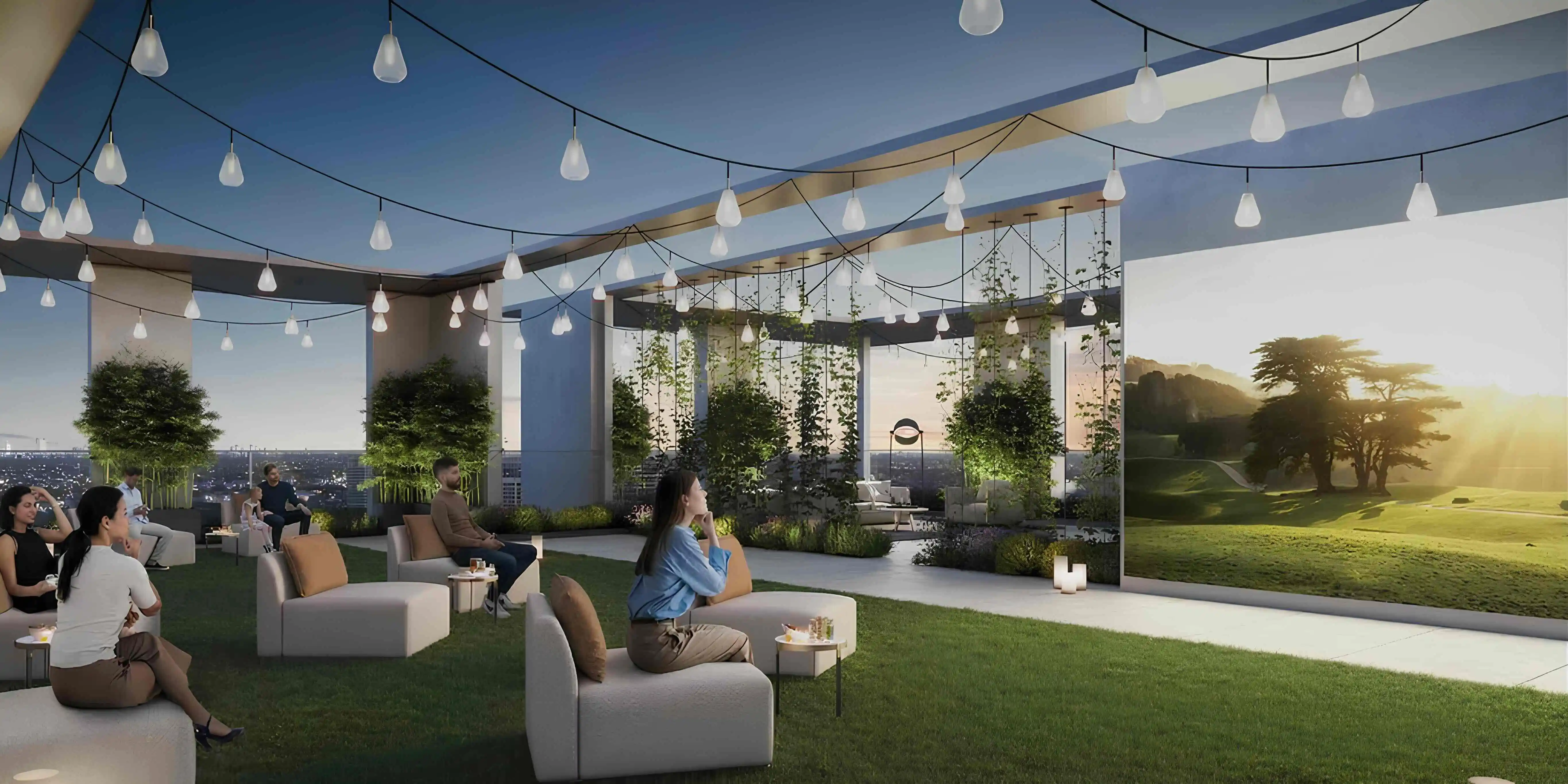 Address Residences Dubai Hills Estate rooftop open-air cinema