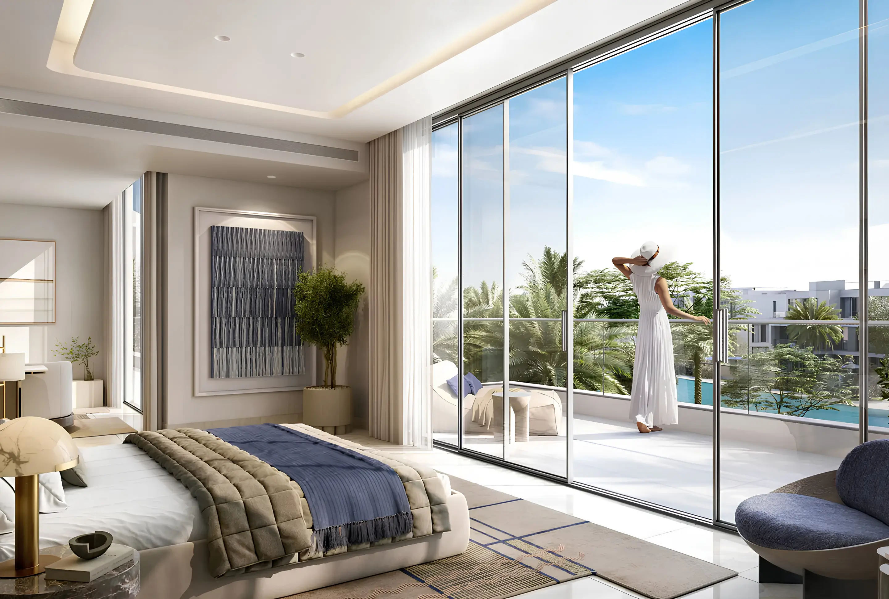 Bedroom and balcony at Address Villas Tierra
