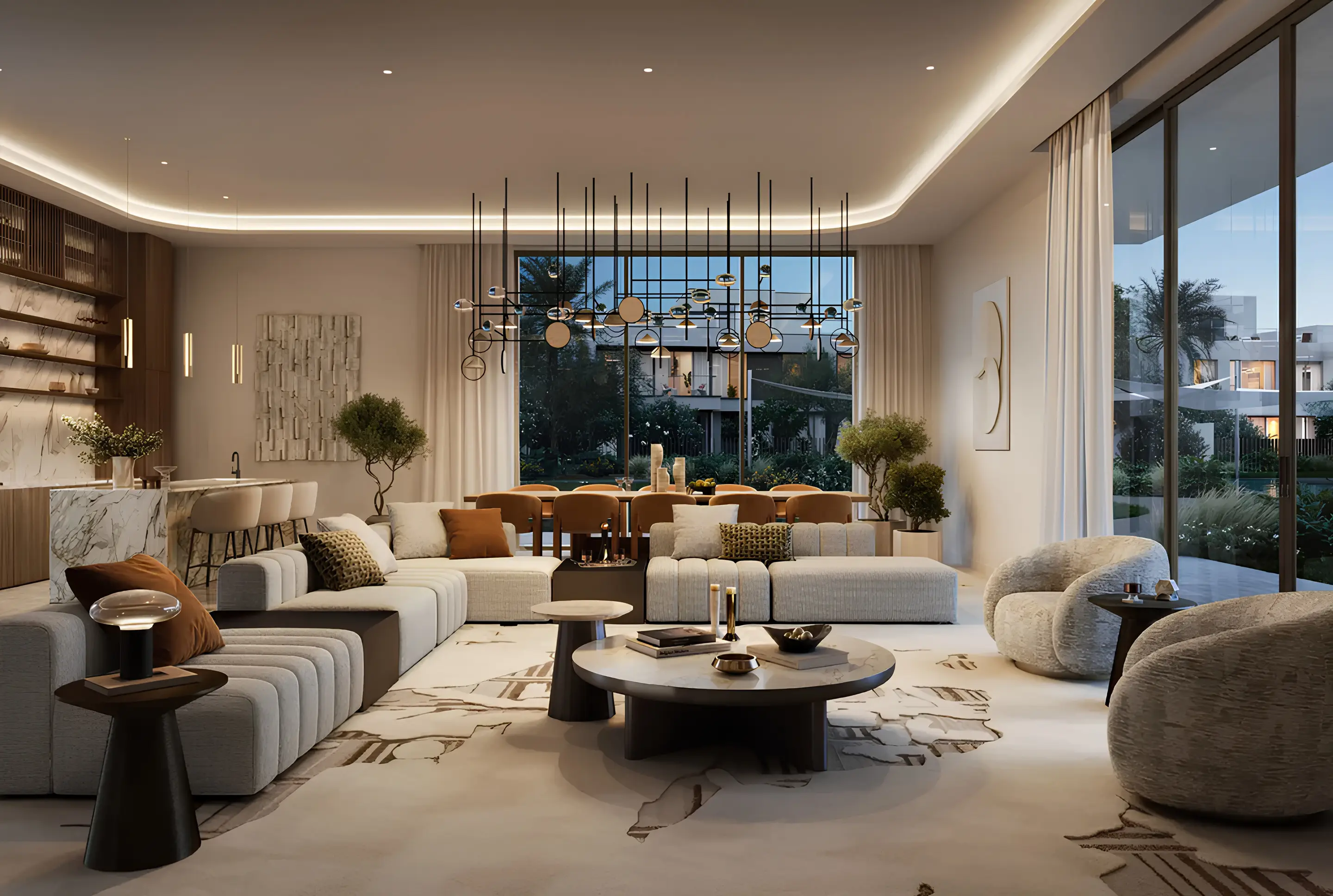 Open-plan living room at Address Villas Tierra