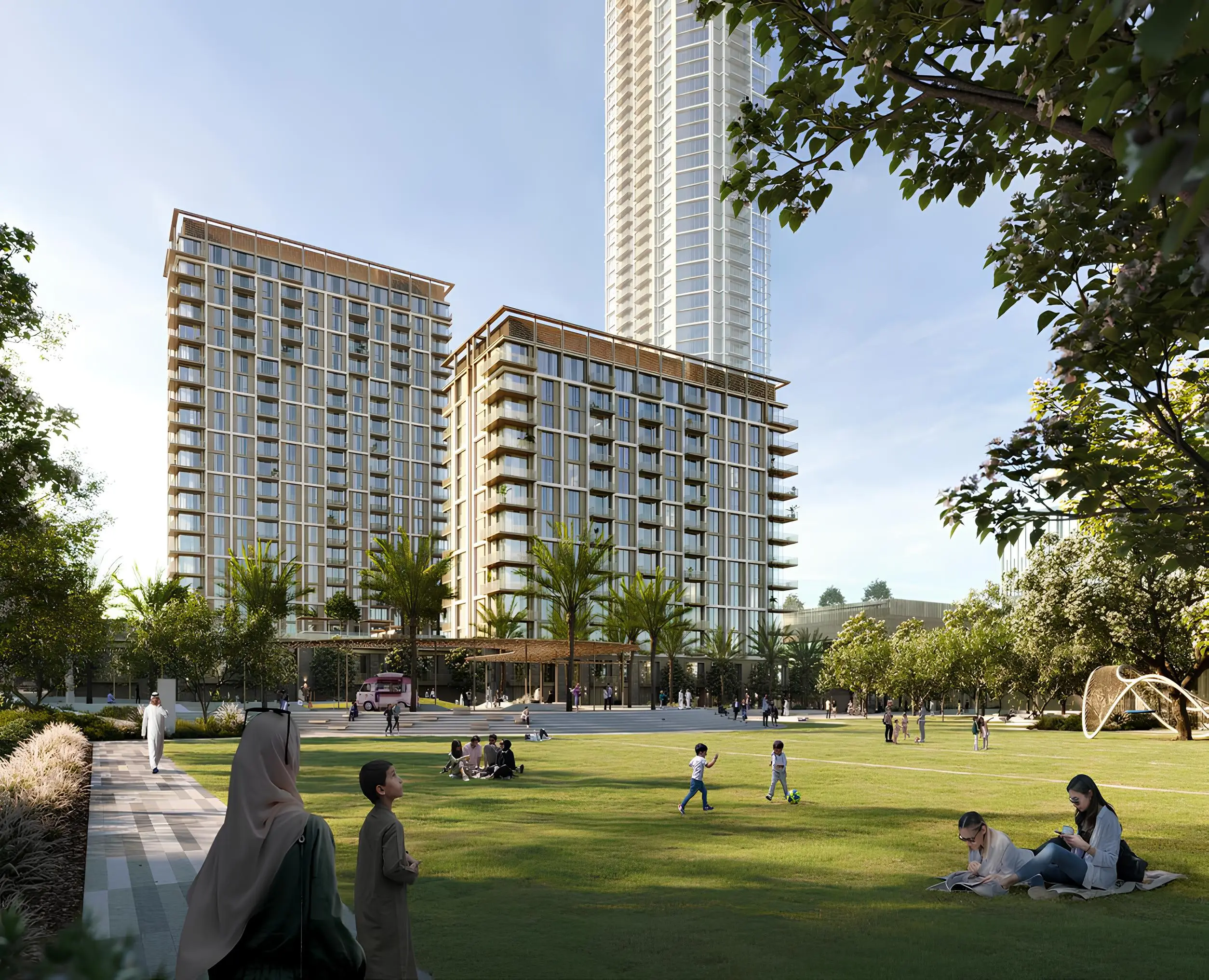 Aeon residential towers beside Central Park at Dubai Creek Harbour