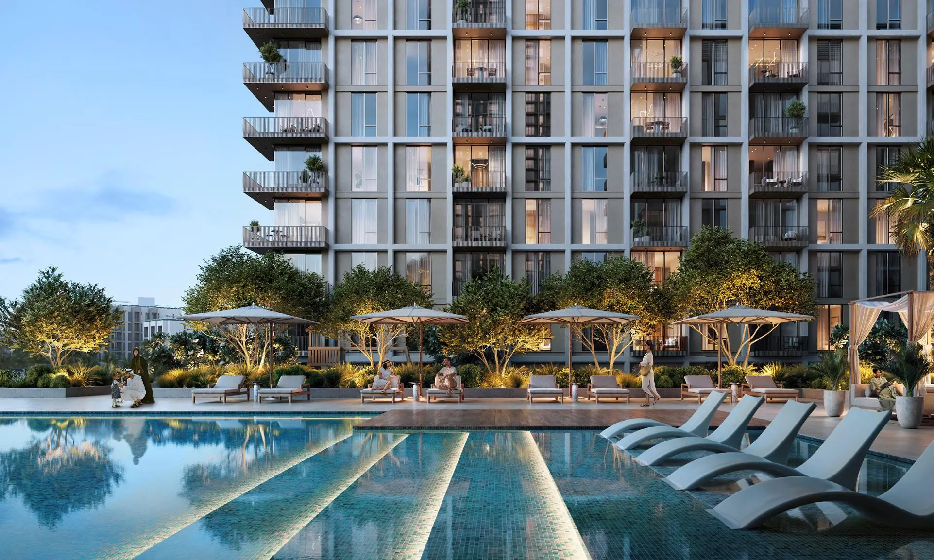 Aeon infinity pool and landscaped resident deck