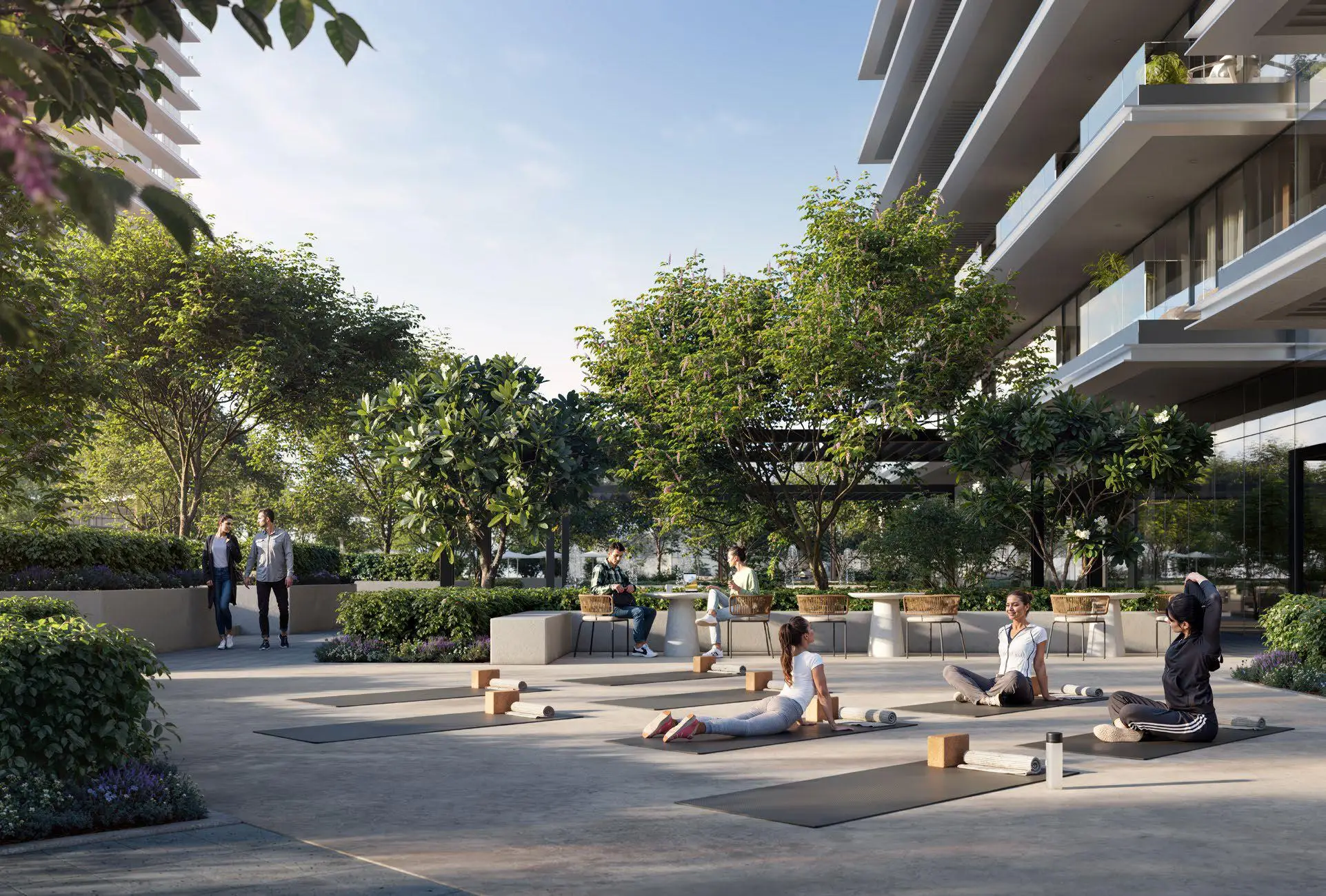 Landscaped garden at Albero Green Gate at Dubai Creek Harbour