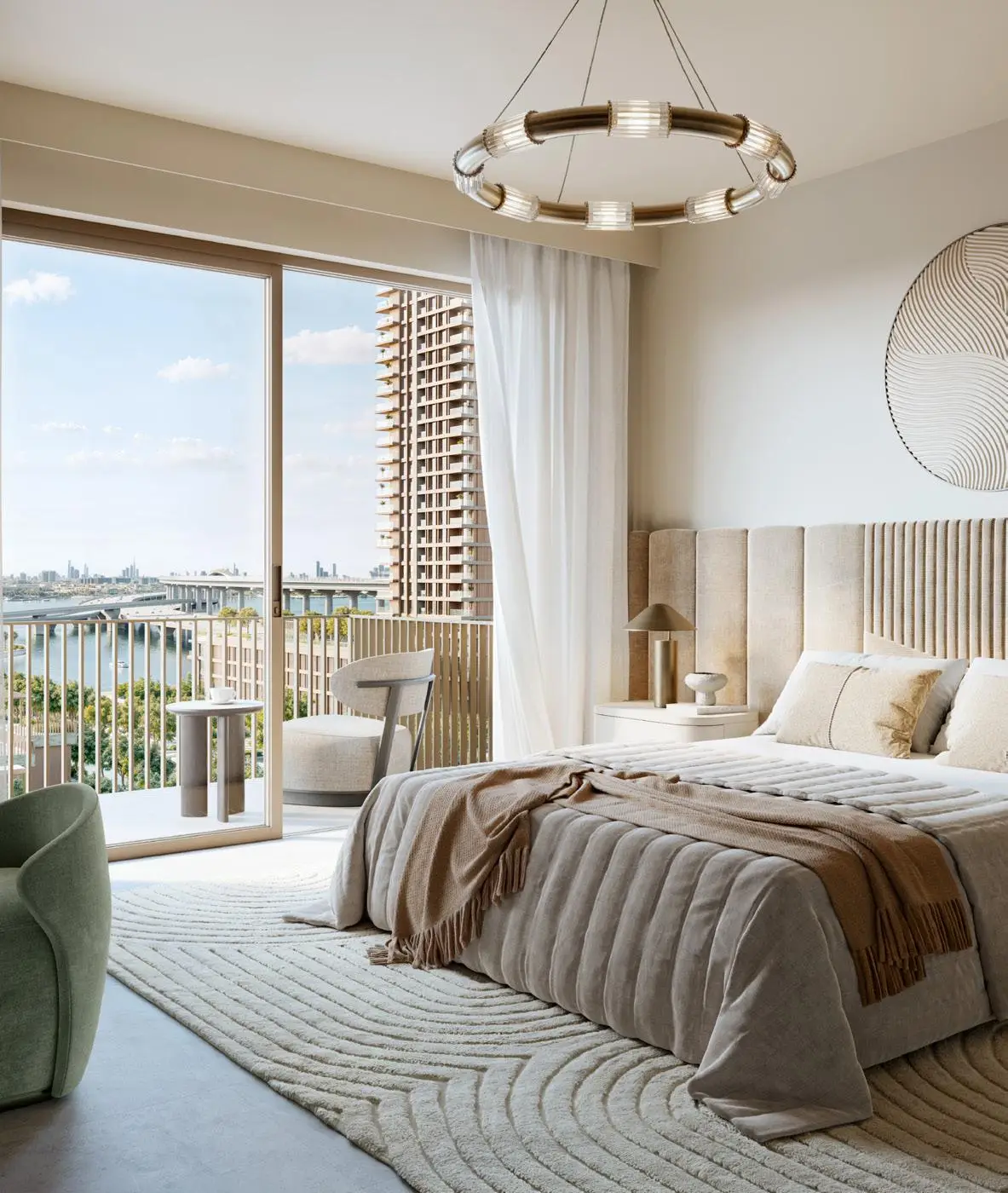 Altus contemporary apartment living room and balcony