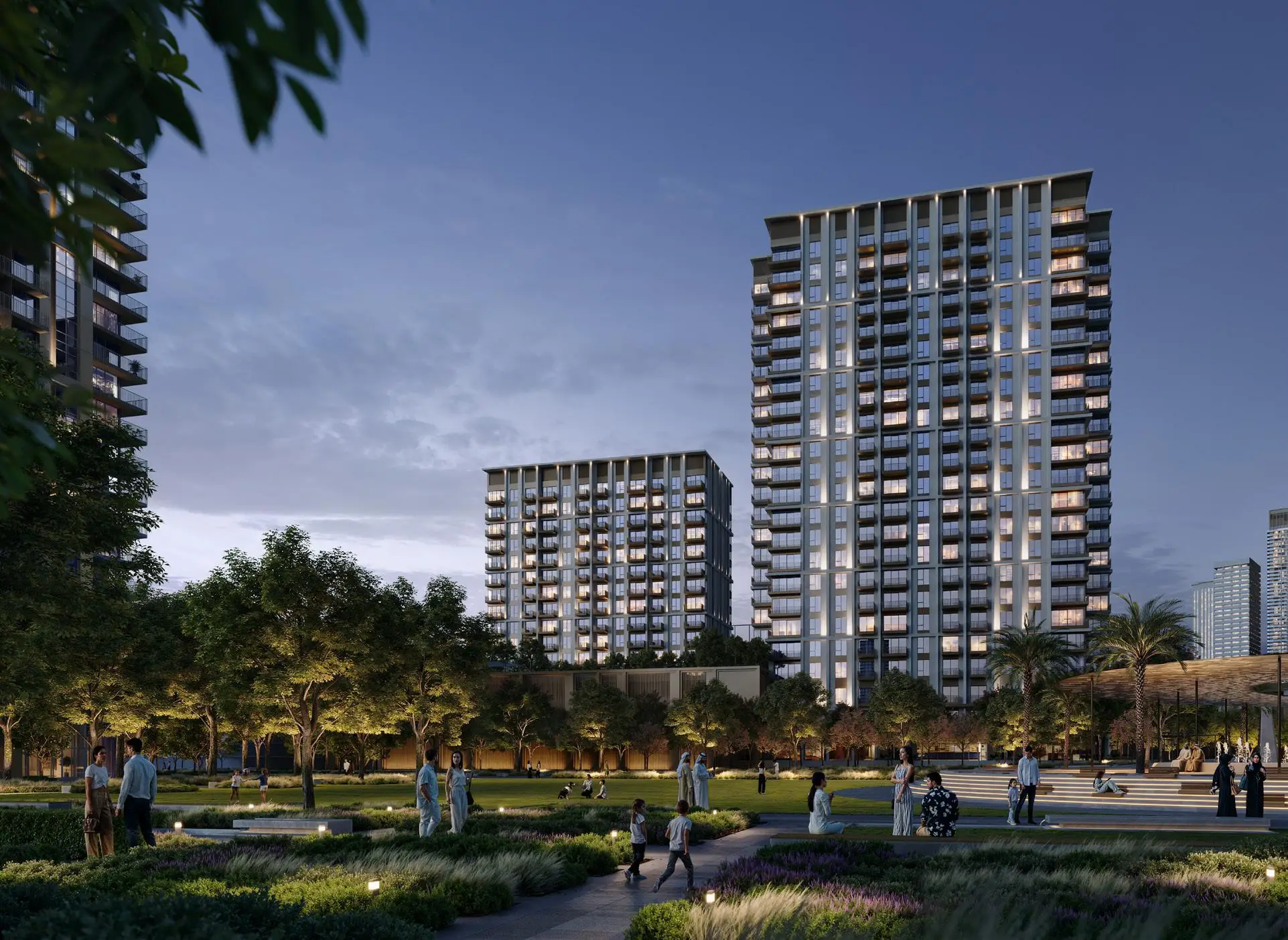 Altus landscaped podium and residential towers
