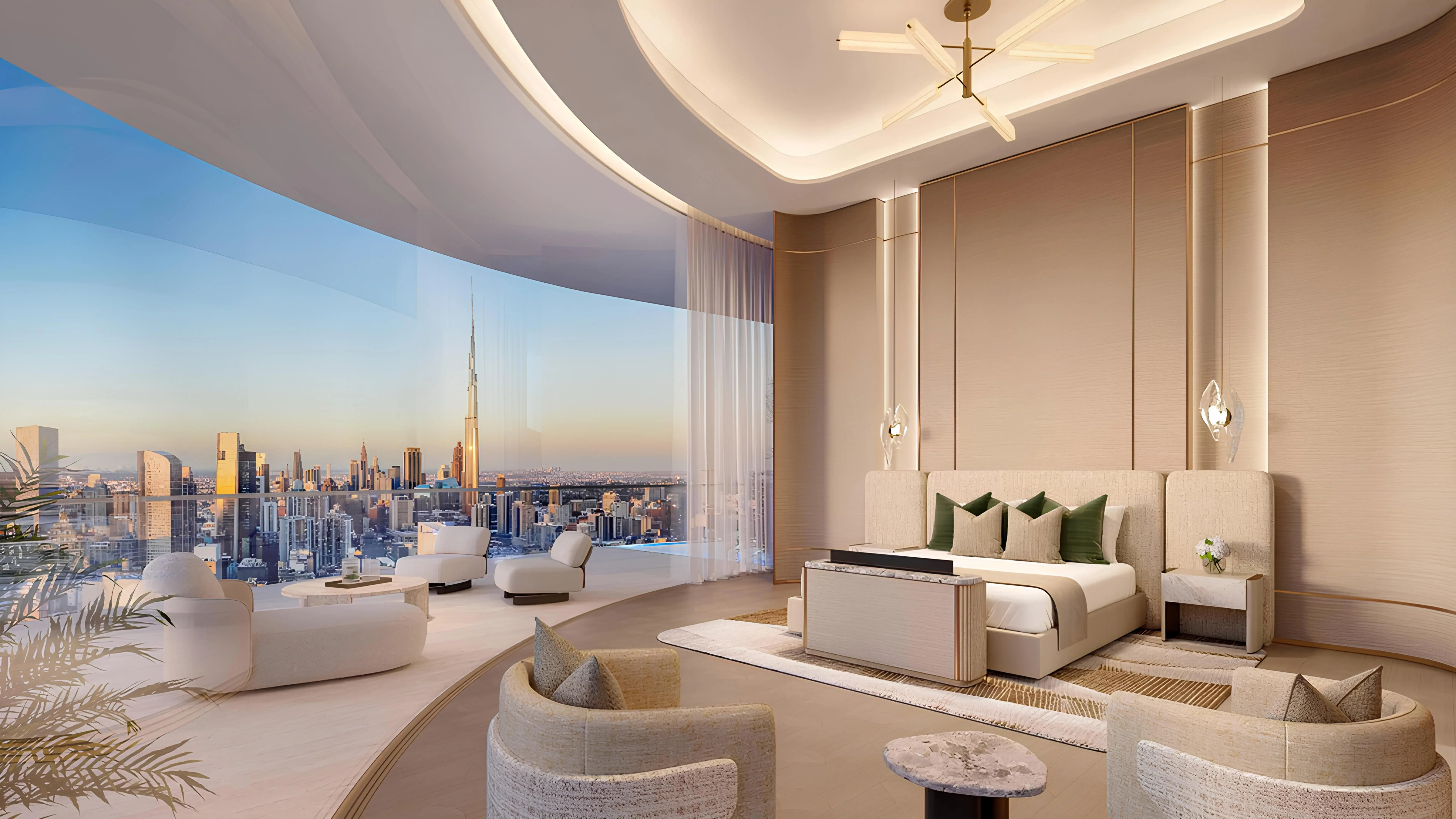 Bedroom overlooking Burj Khalifa at Amali Residences
