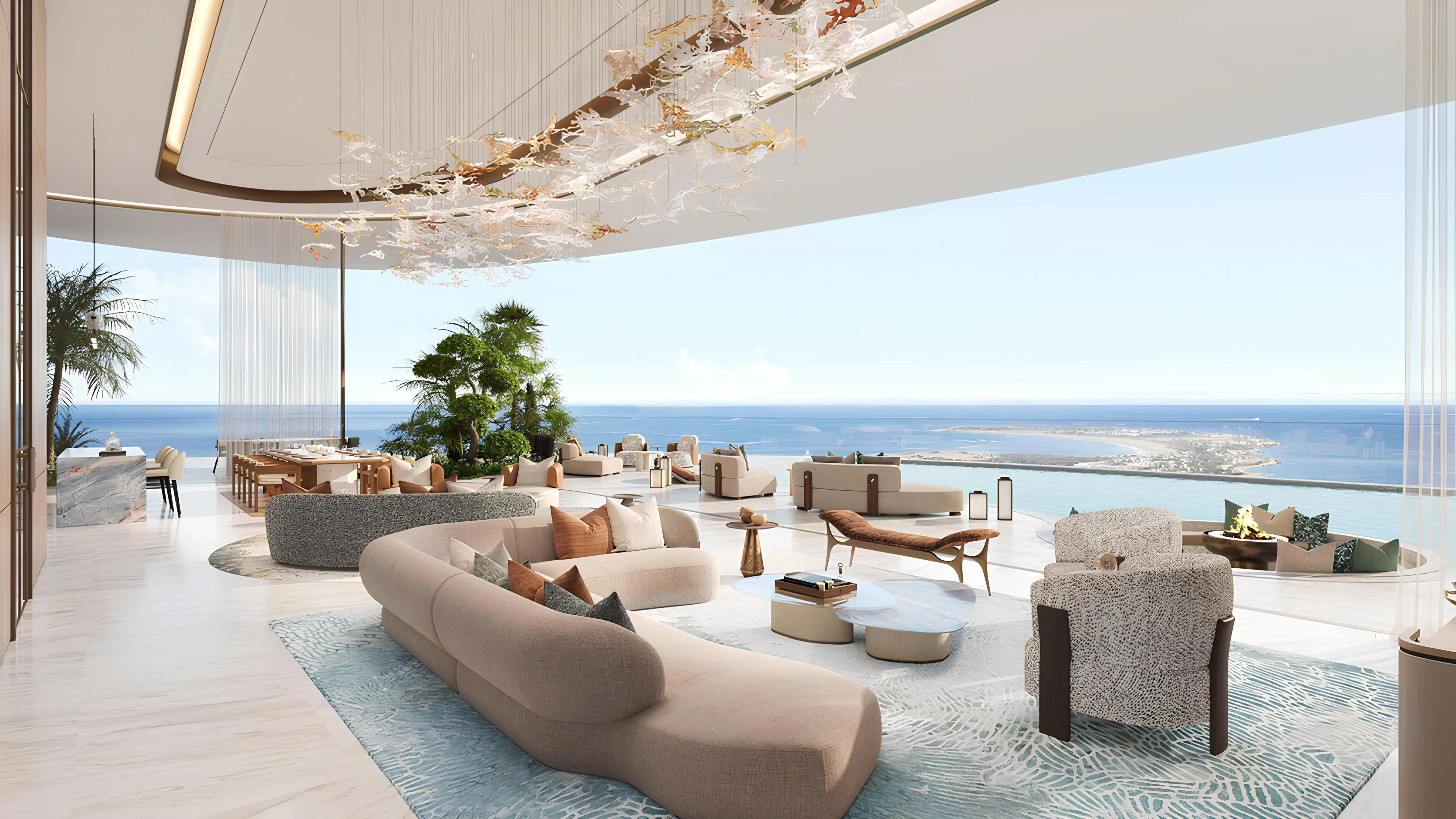 Penthouse living room with sea views at Amali Residences