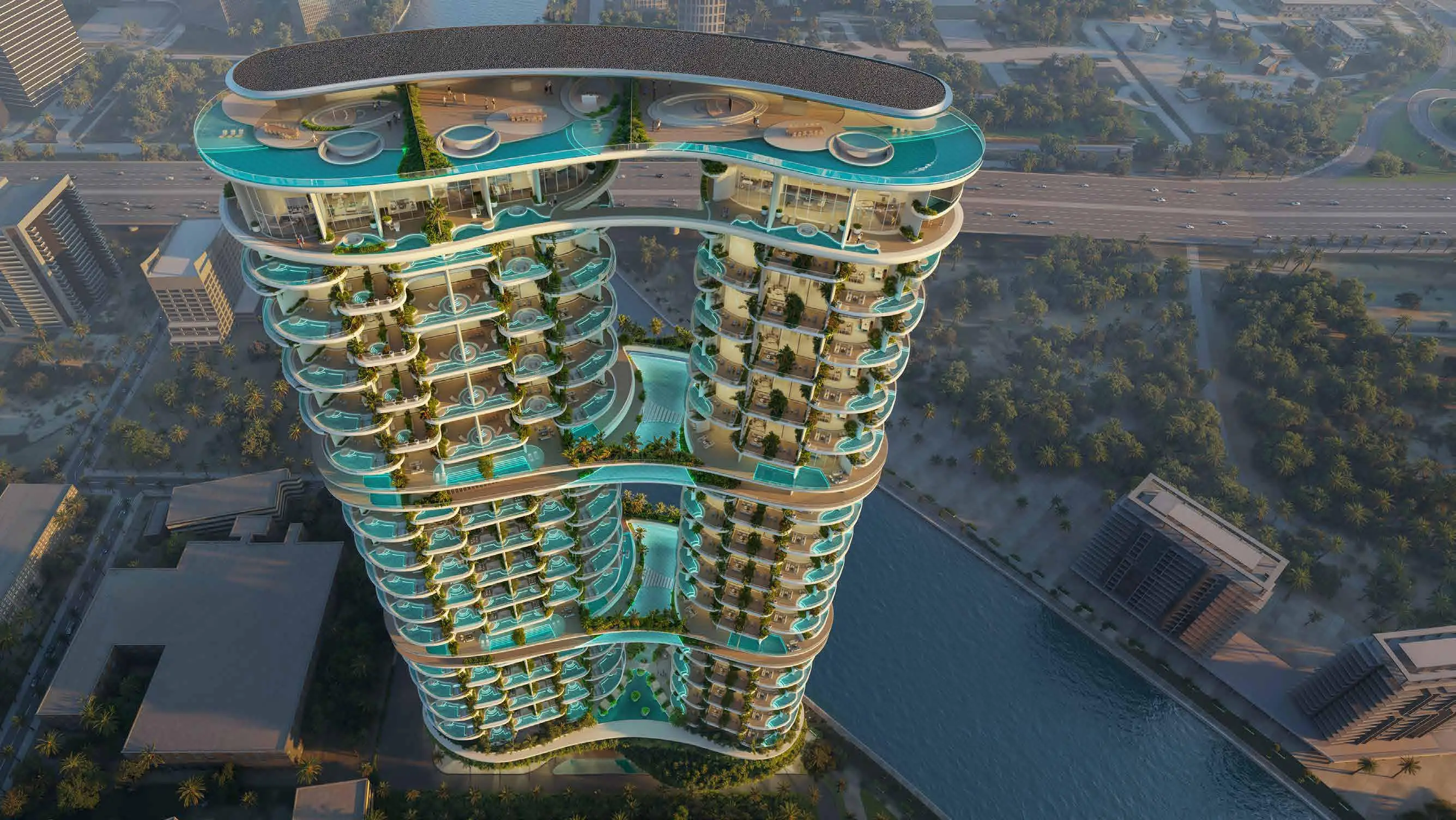 Aerial view of Amali Residences and its private pool terraces