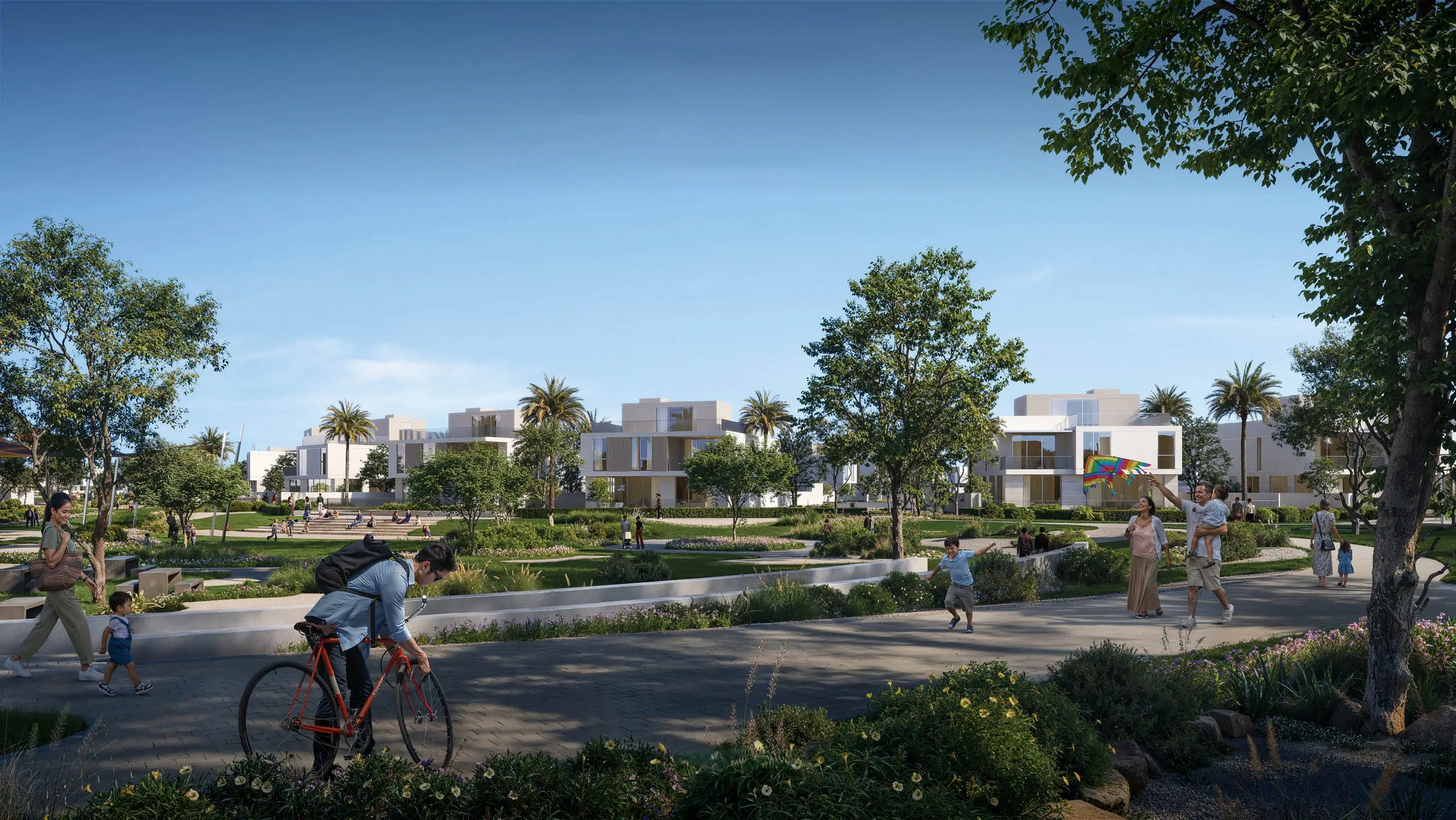 Cycling and family paths through Avelia central park