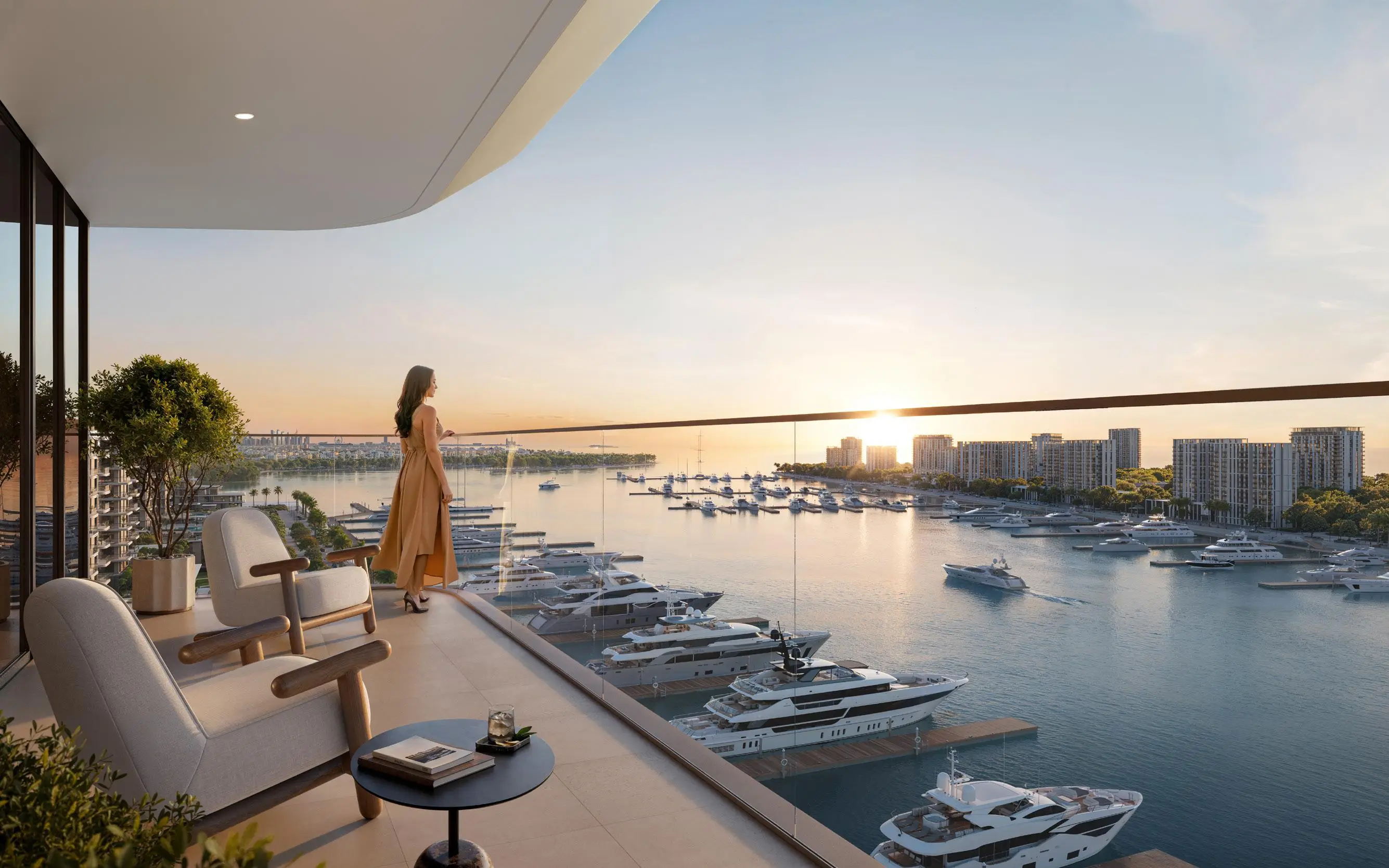 Outdoor recreation overlooking the marina at Baystar by Vida