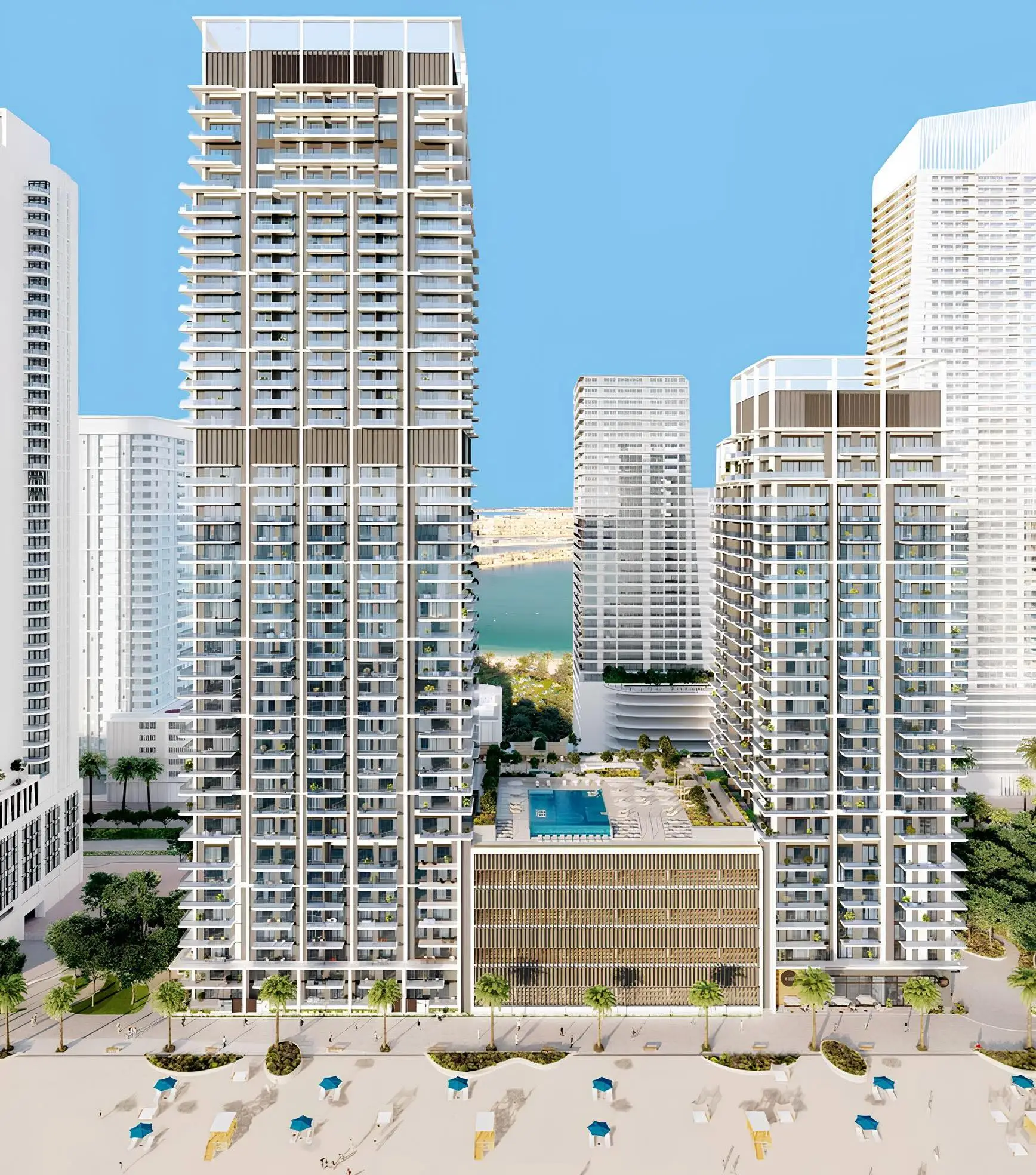 Beach Mansion apartment living room with sea and skyline views