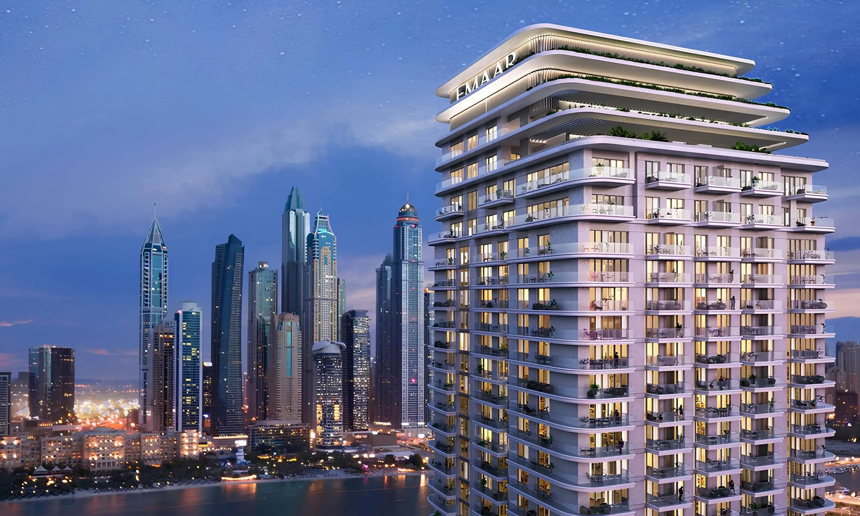 Beachgate by Address view toward Dubai Marina and Palm Jumeirah