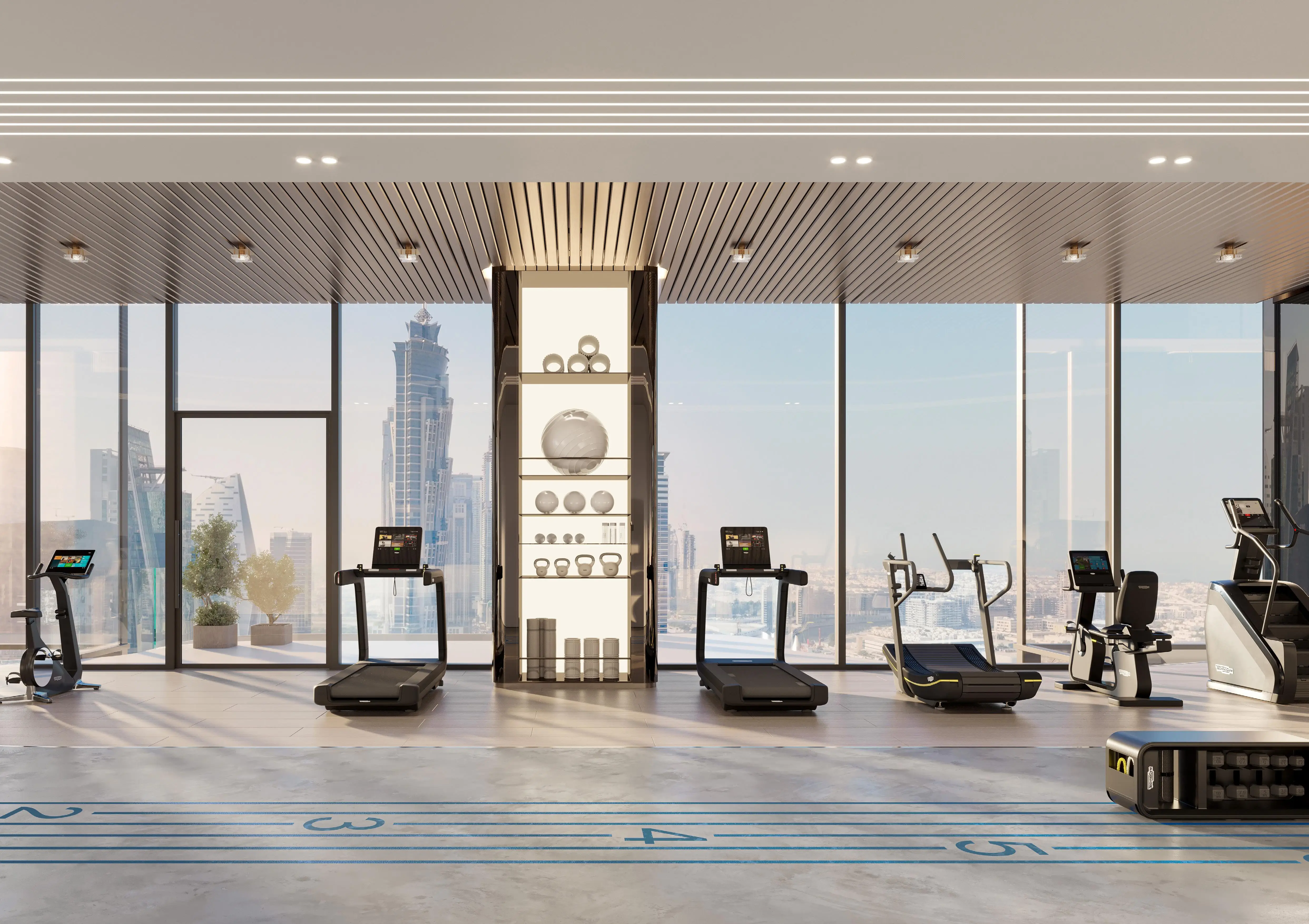Fitness and training studio for office owners at Berkeley Tower