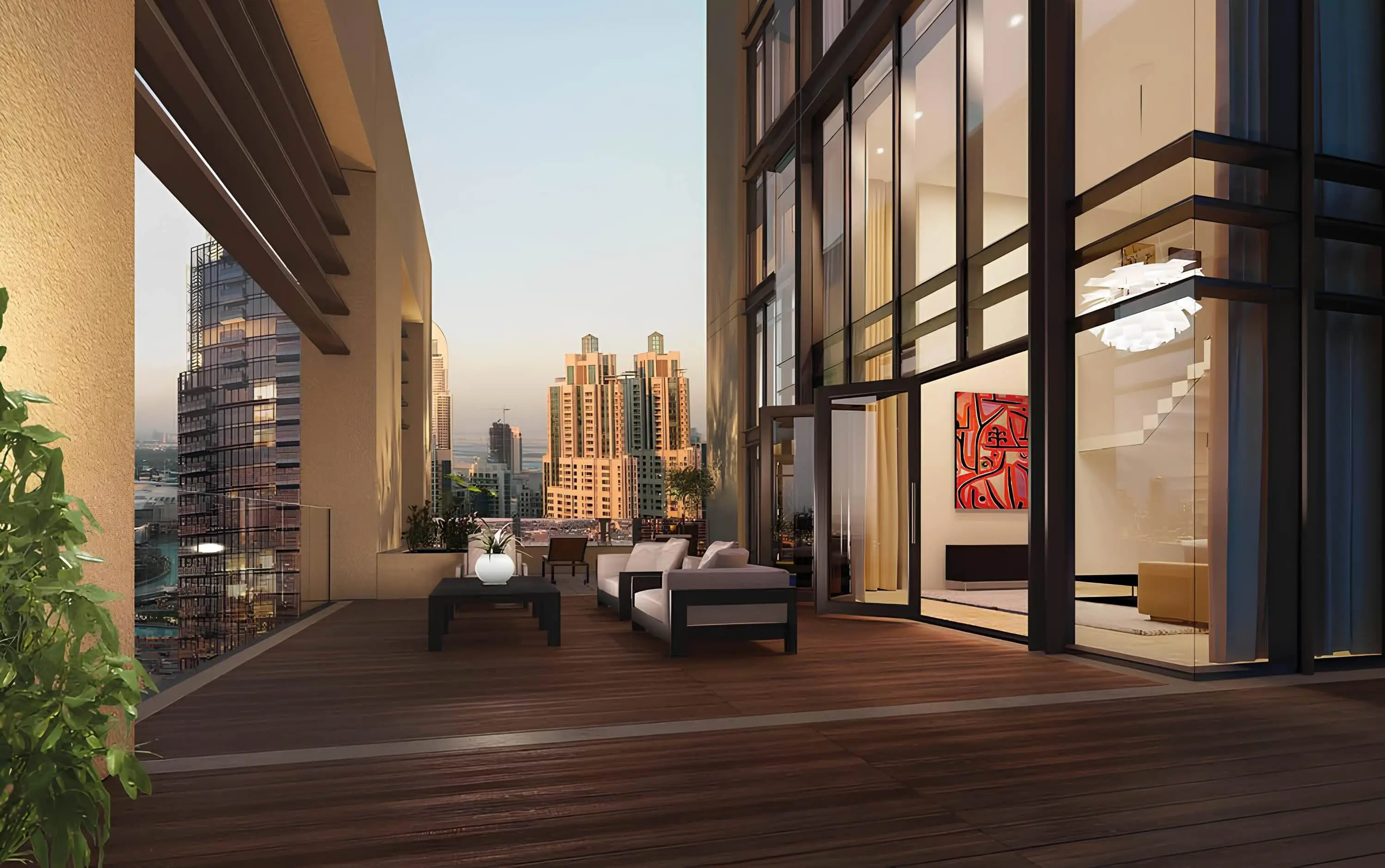 BLVD Heights duplex terrace overlooking Downtown Dubai