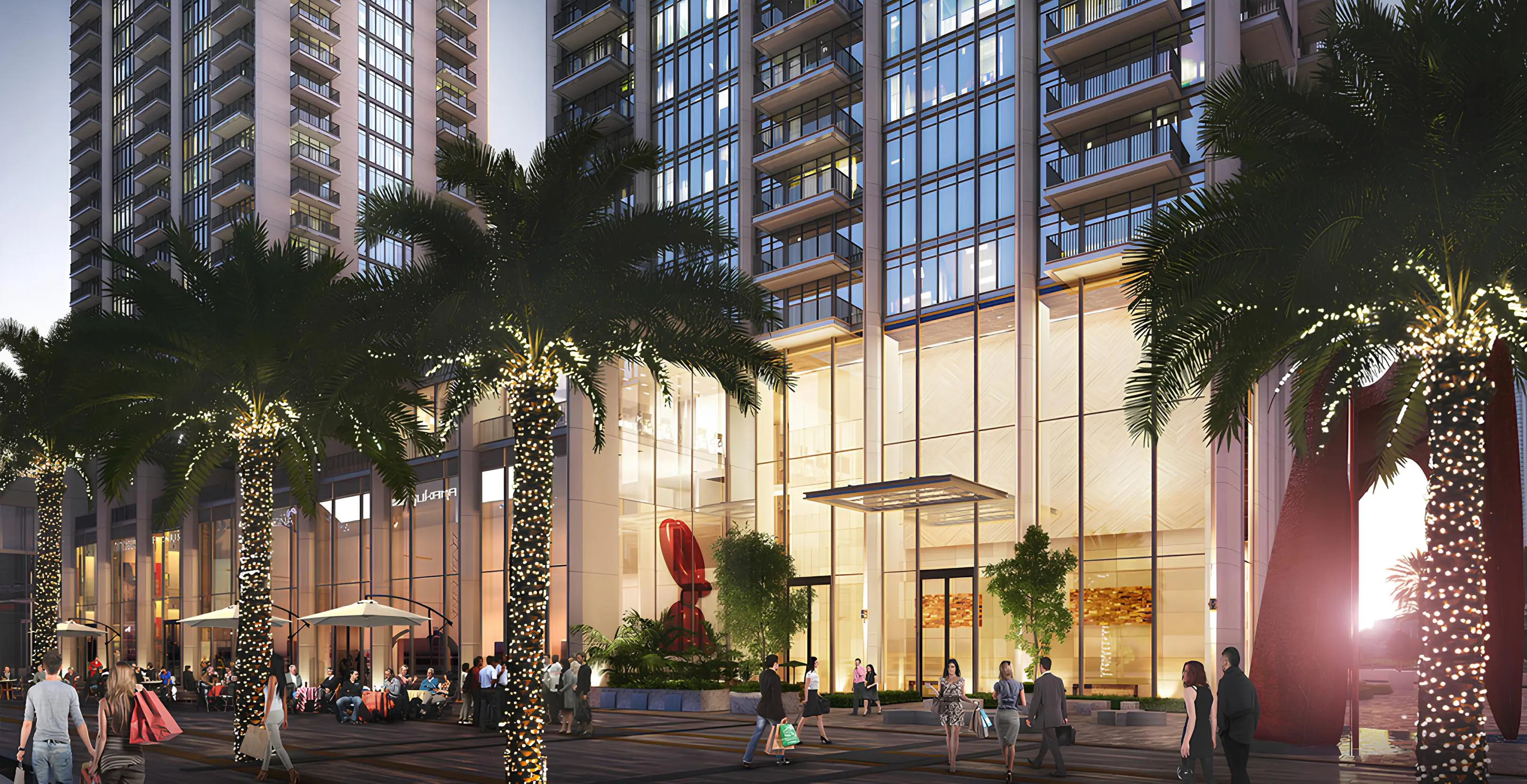 BLVD Heights residential entrance and boulevard retail frontage