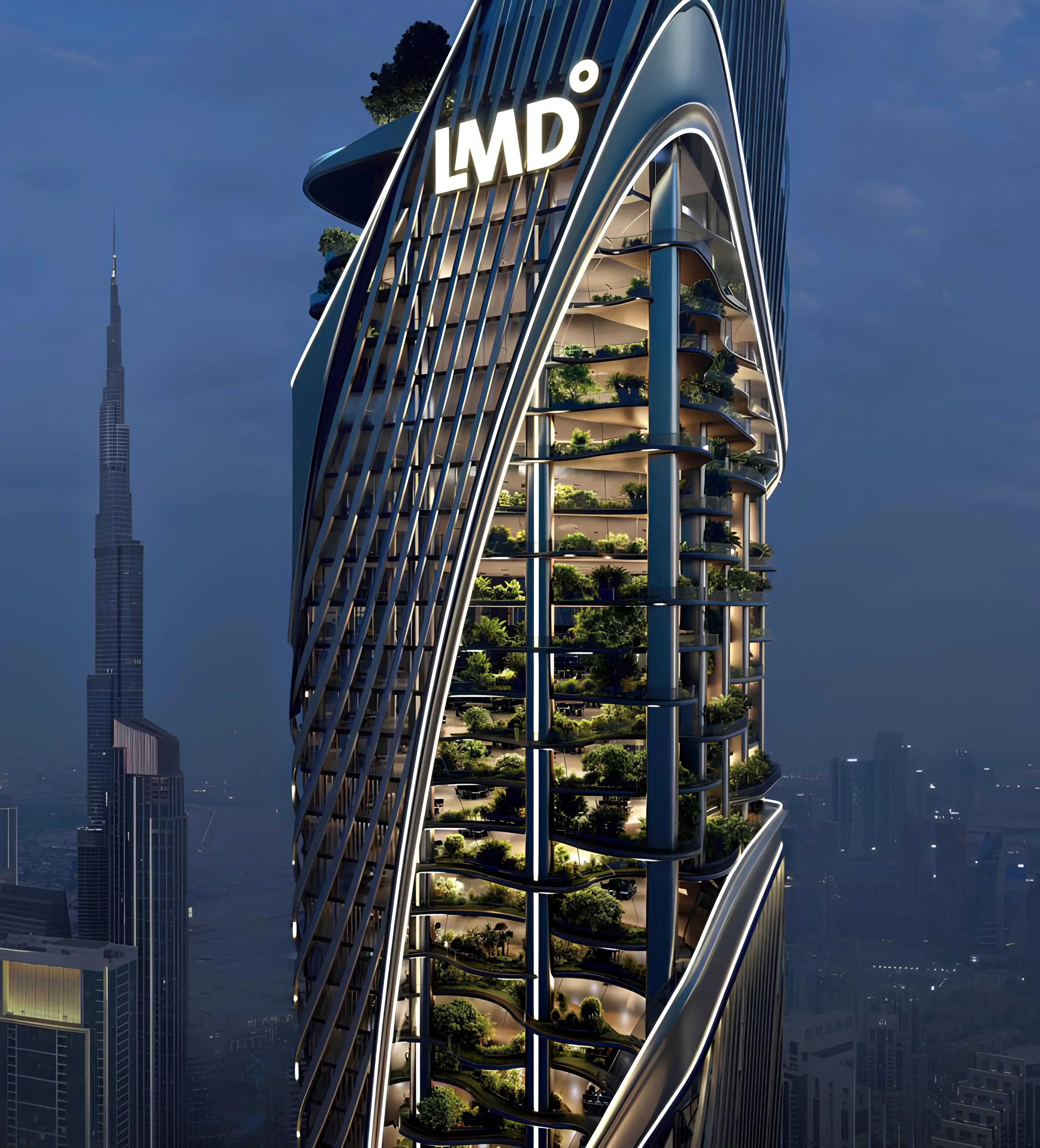 Landscaped facade terraces at Christian A. Rockefeller Business Tower