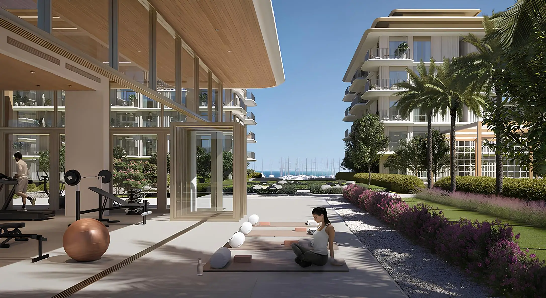 Clearpoint outdoor fitness and landscaped wellness area