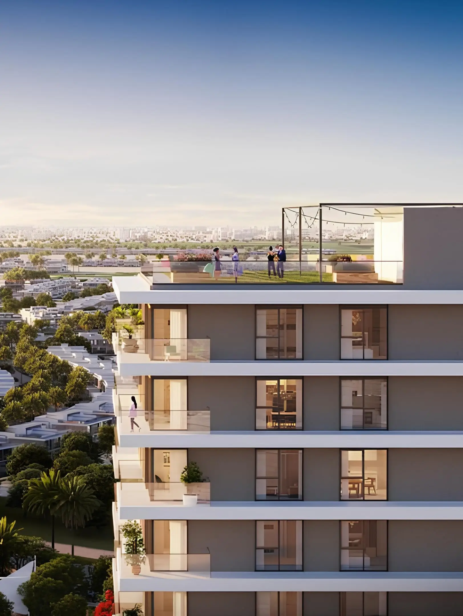 Club Drive rooftop terrace overlooking Dubai Hills Estate