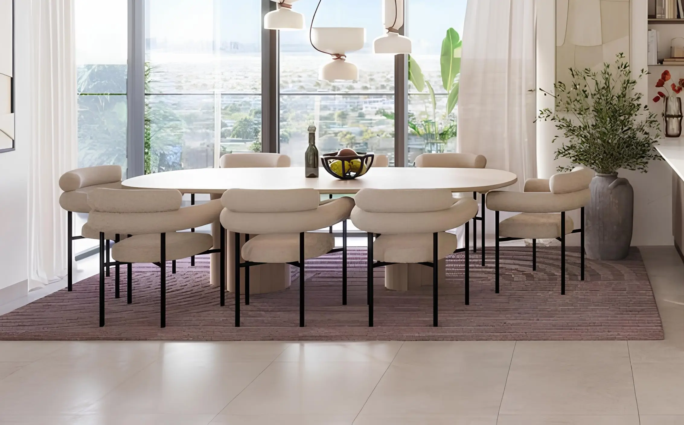 Club Drive apartment dining area with community view