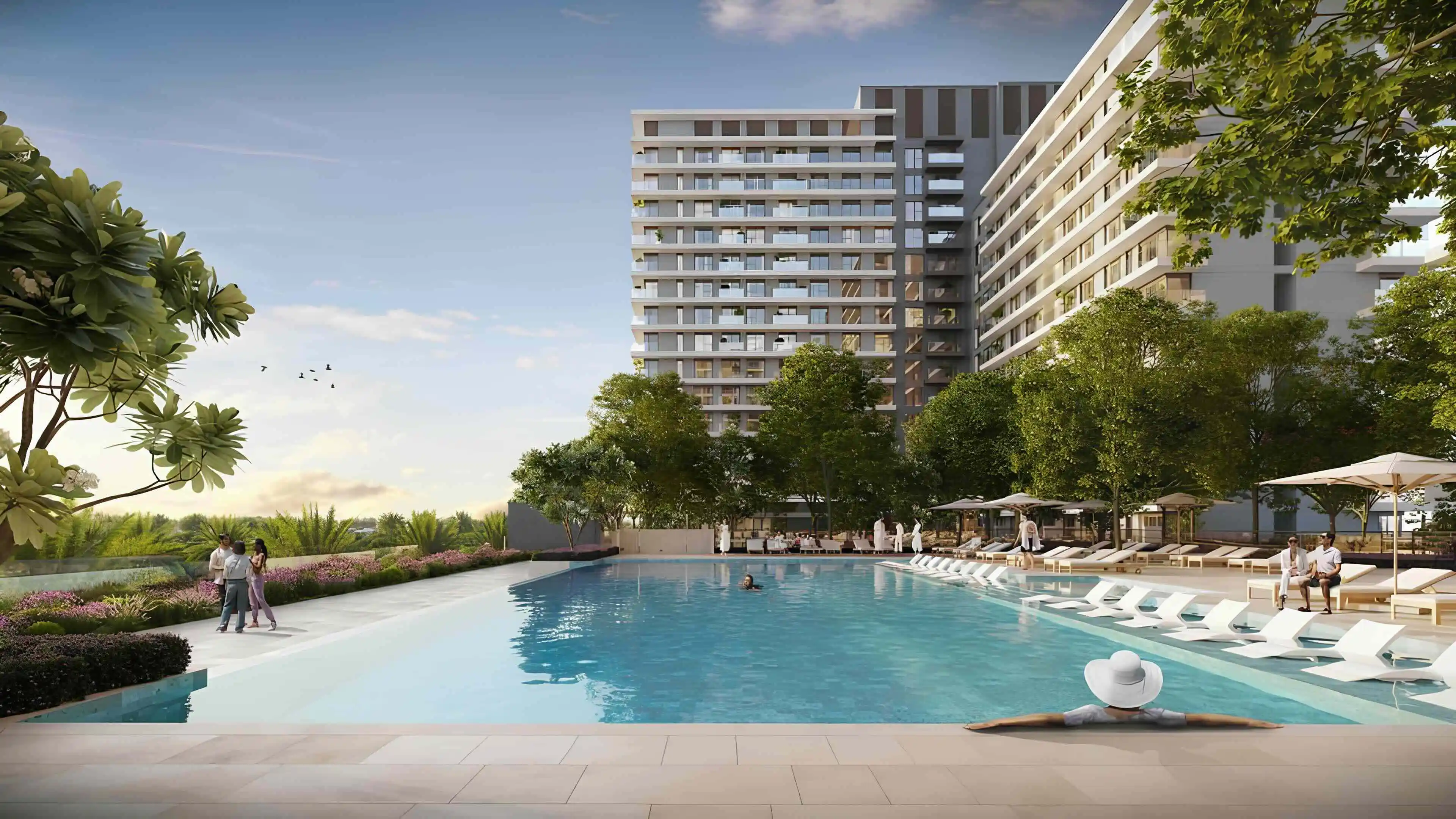 Club Drive swimming pool and landscaped leisure deck