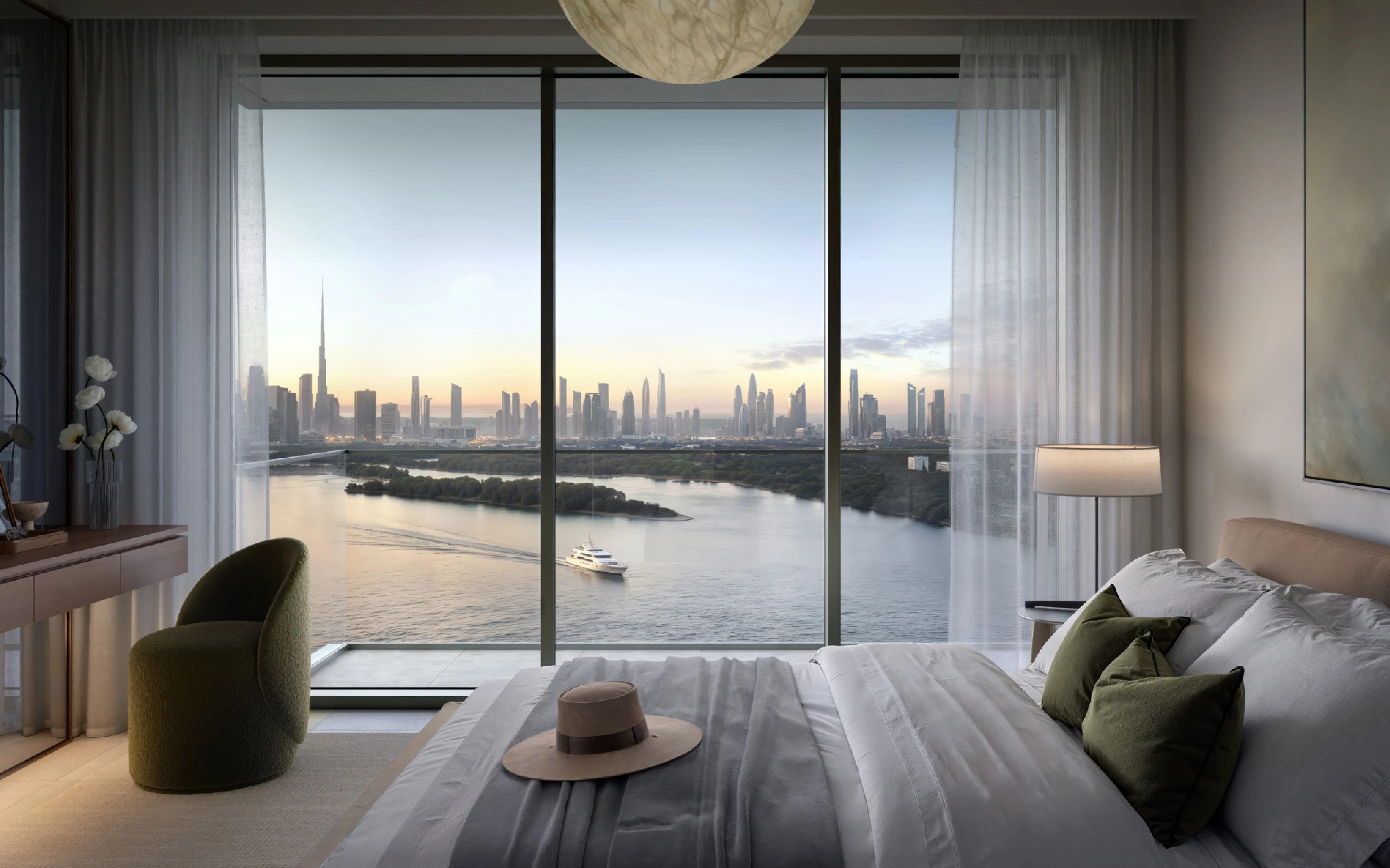 Creek Bay bedroom overlooking Dubai Creek Harbour