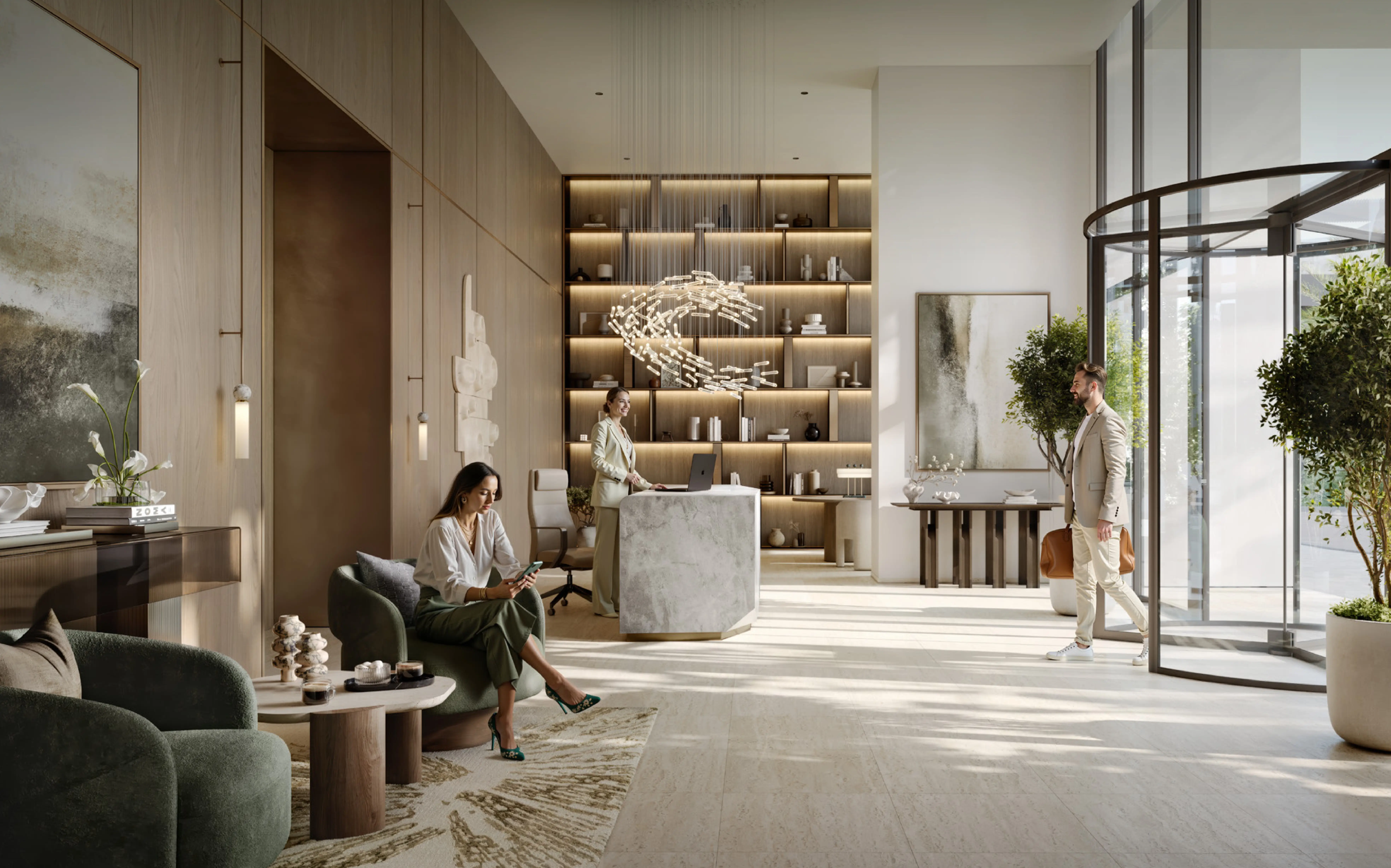 Contemporary residential lobby at Creek Bay
