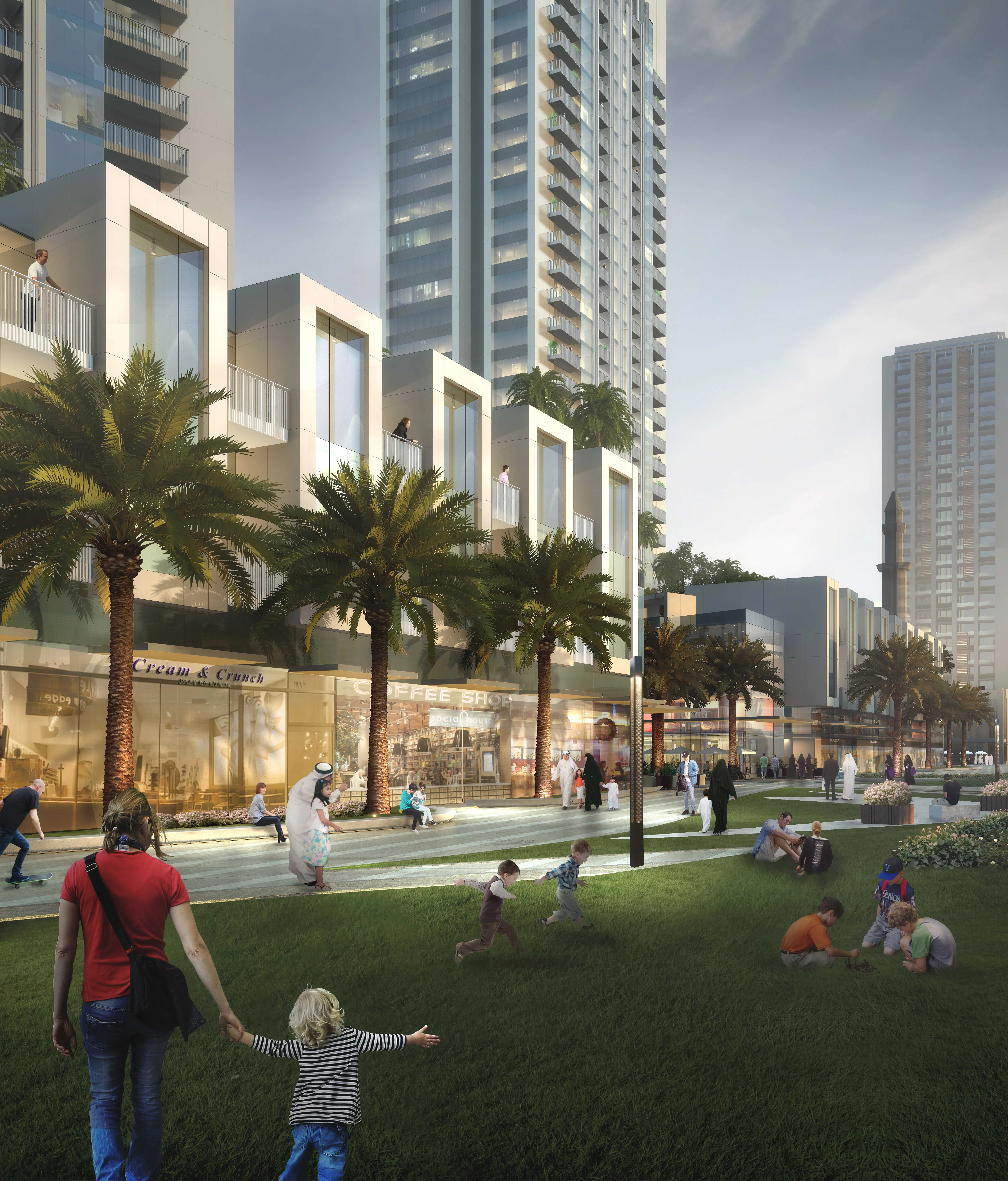 Creek Gate landscaped park and neighbourhood retail promenade