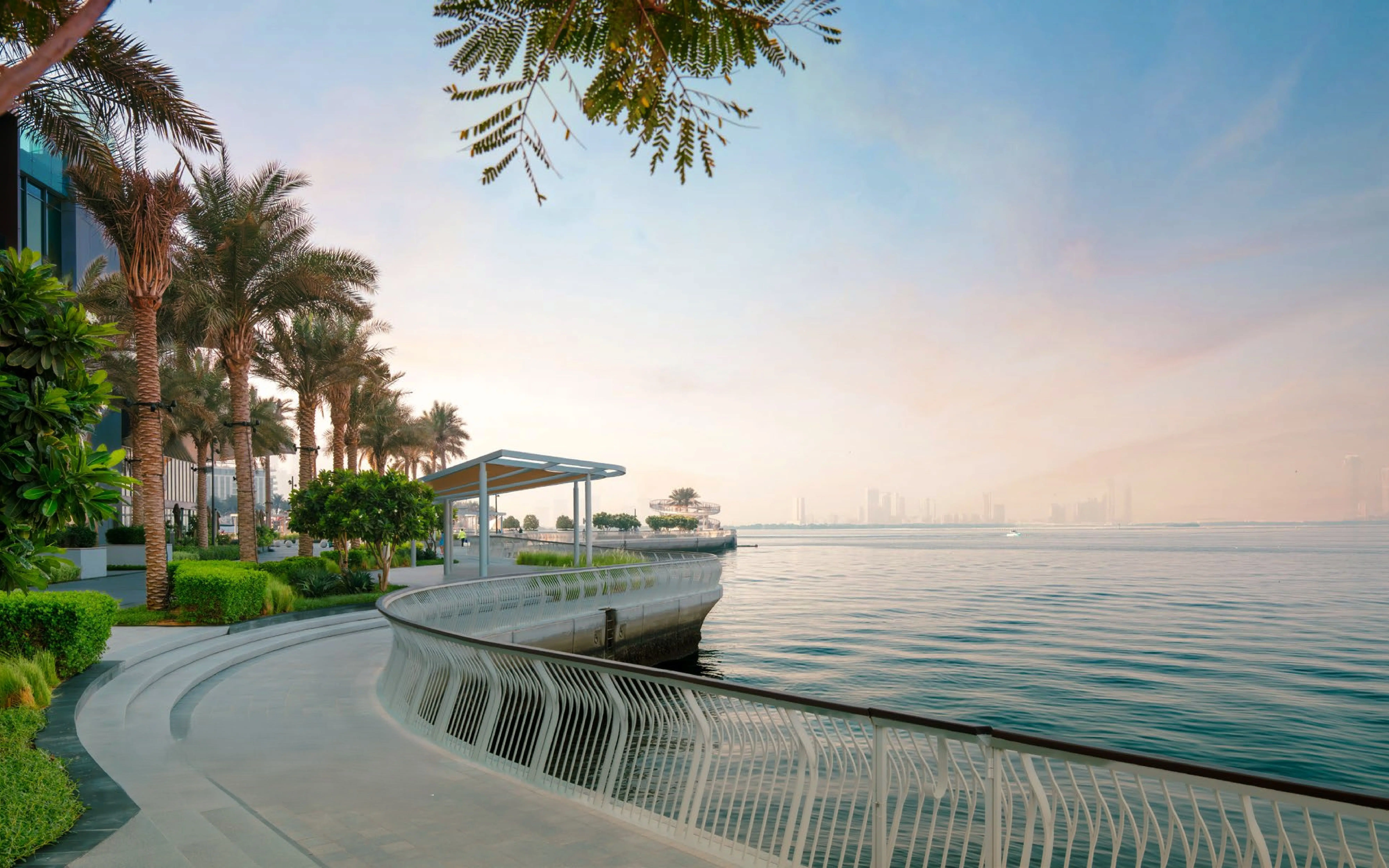 Landscaped Dubai Creek Harbour promenade