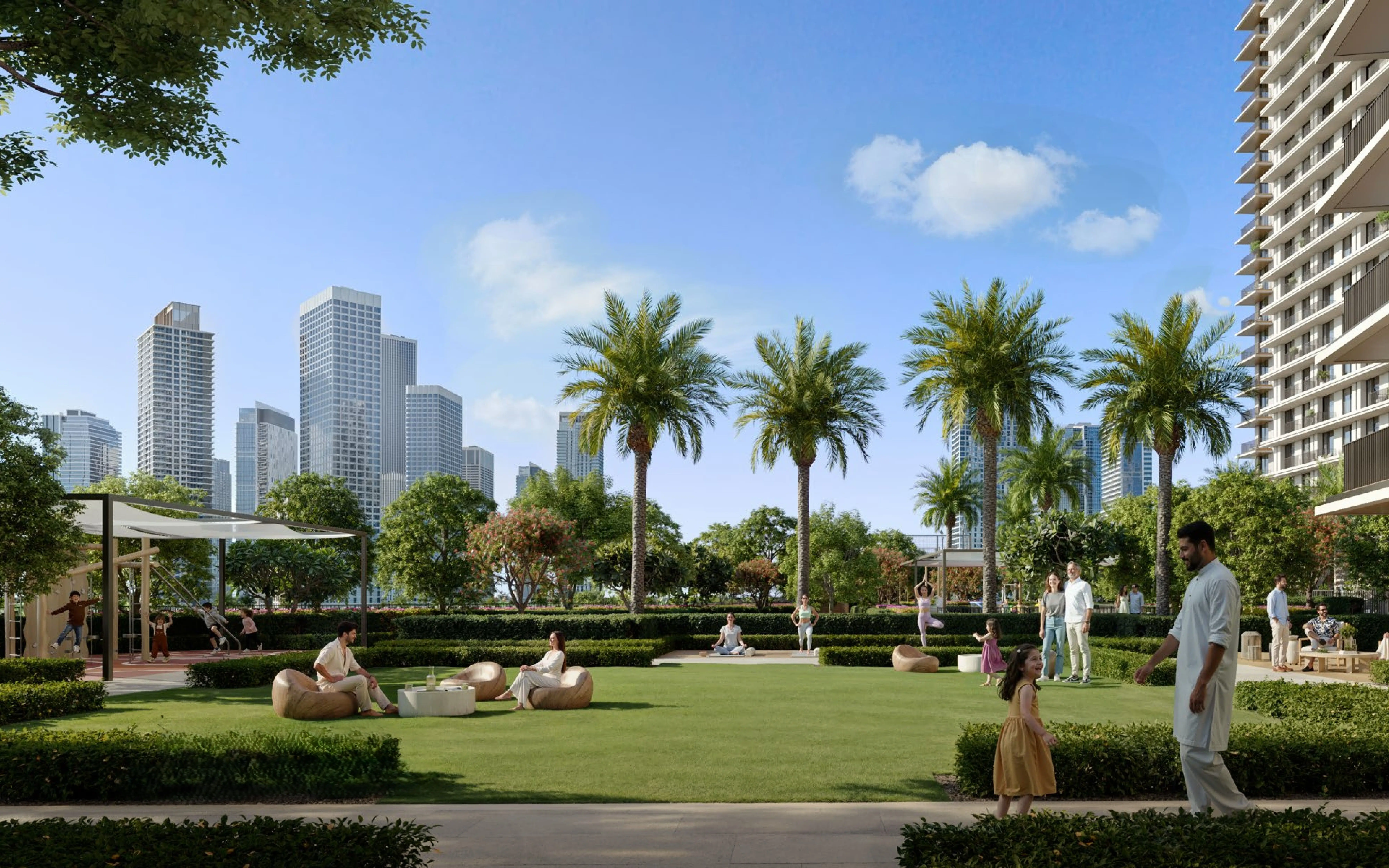 Landscaped community lawn at Creek Haven