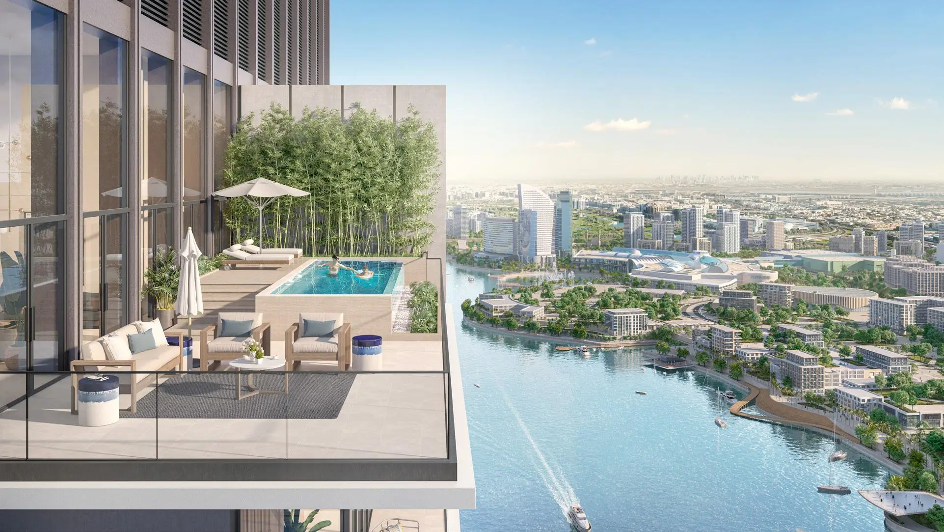 Creek Waters 2 creek and Dubai skyline views