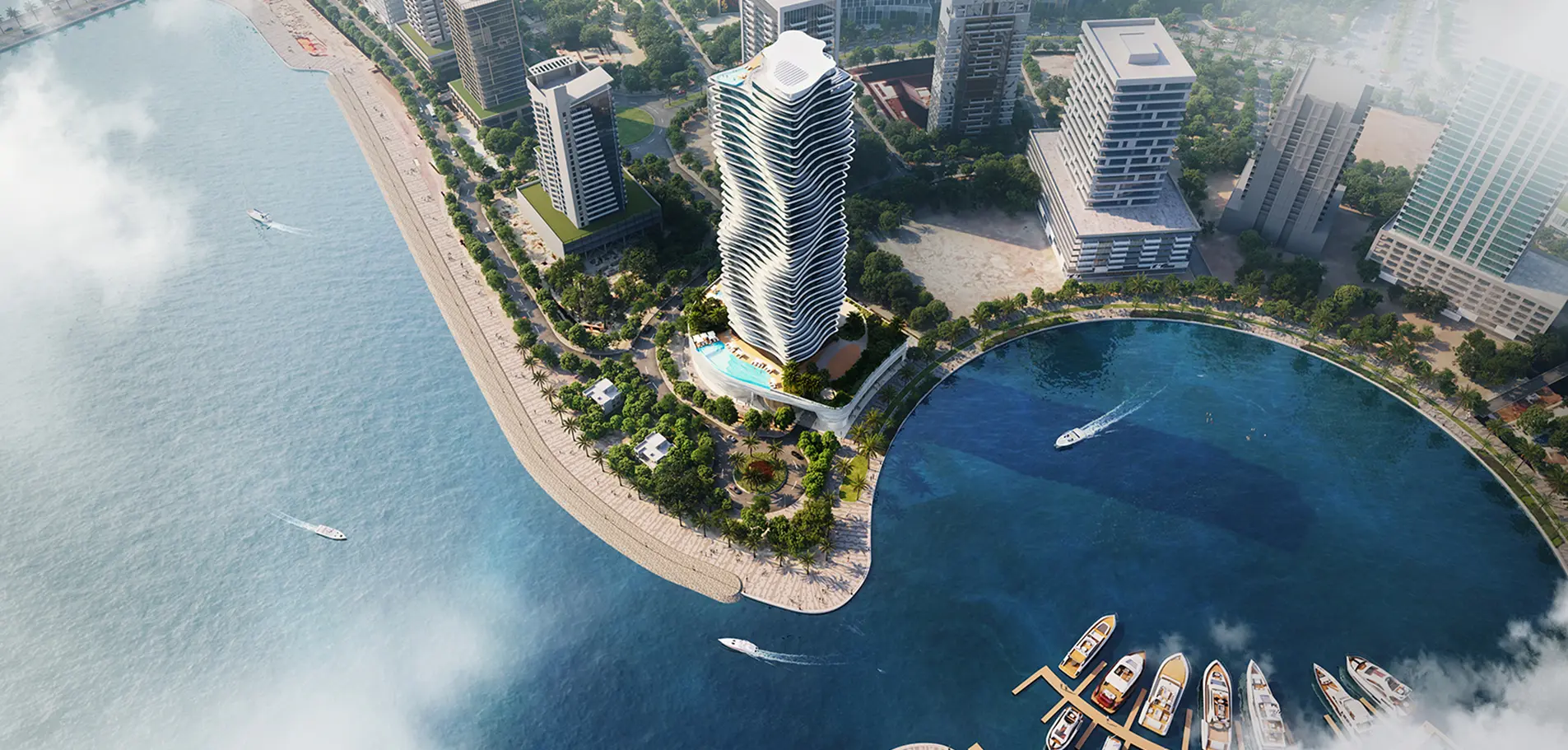 Aerial view of Elie Saab Waterfront by Ohana on the Al Reem Island waterfront, Abu Dhabi