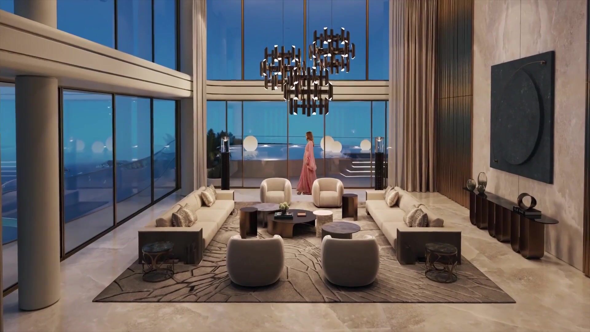 Grand reception lounge at Elie Saab Waterfront by Ohana on Al Reem Island, Abu Dhabi