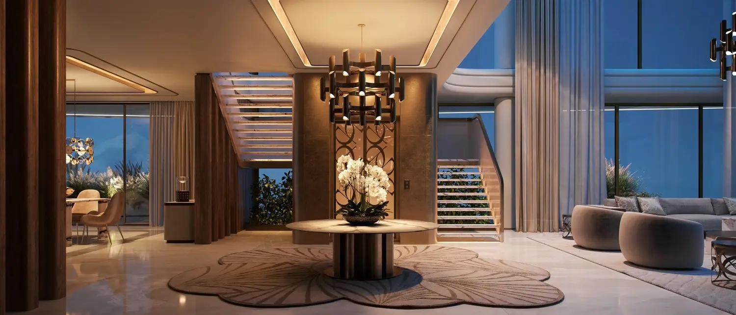 Penthouse entrance gallery and stair at Elie Saab Waterfront by Ohana