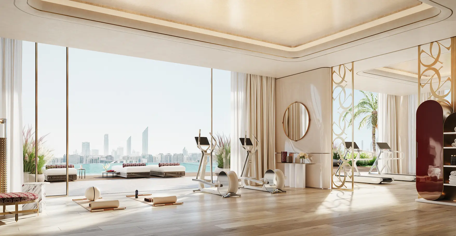 Wellness gym at Elie Saab Waterfront by Ohana with waterfront views
