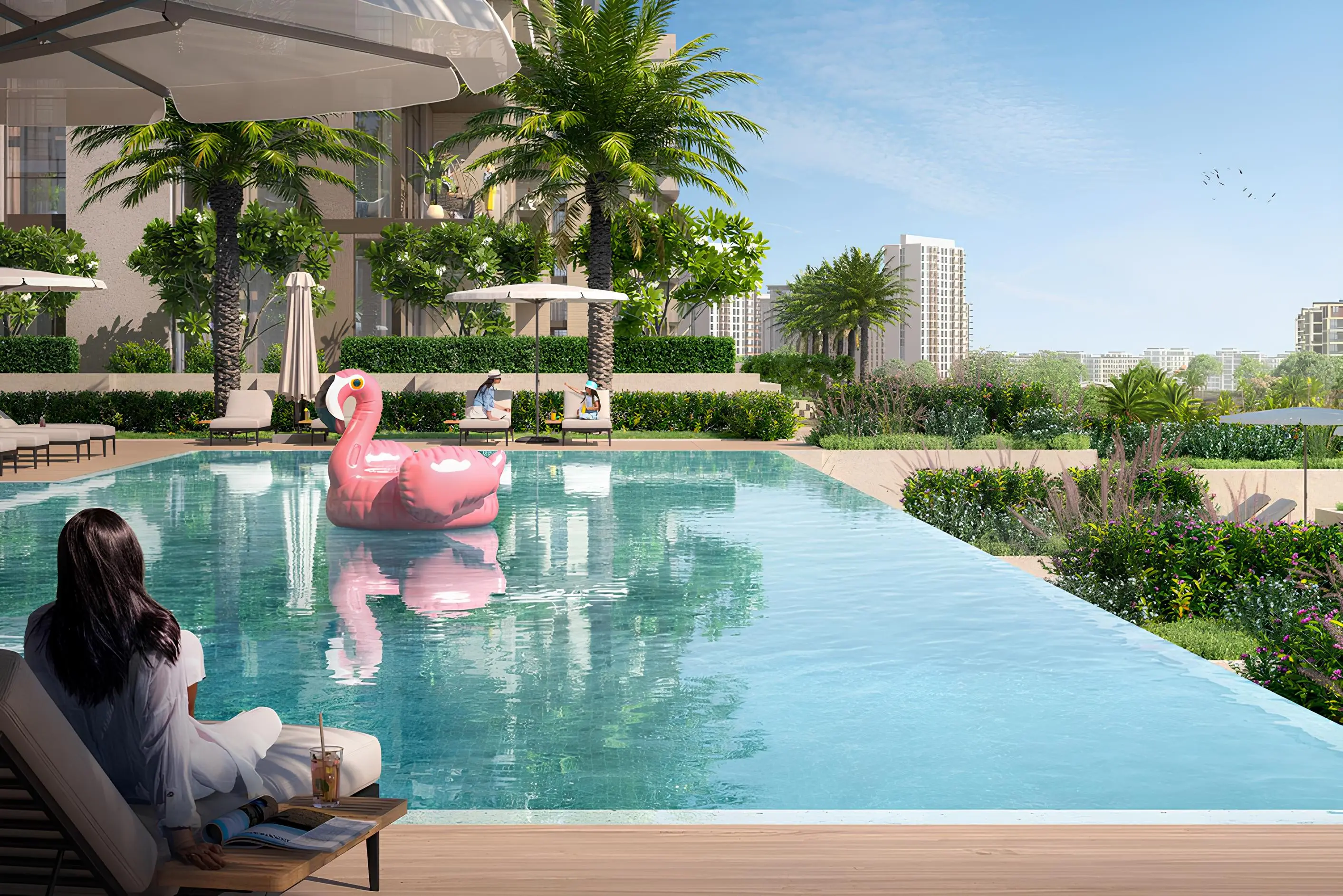 Elvira Dubai Hills Estate swimming pool and landscaped deck