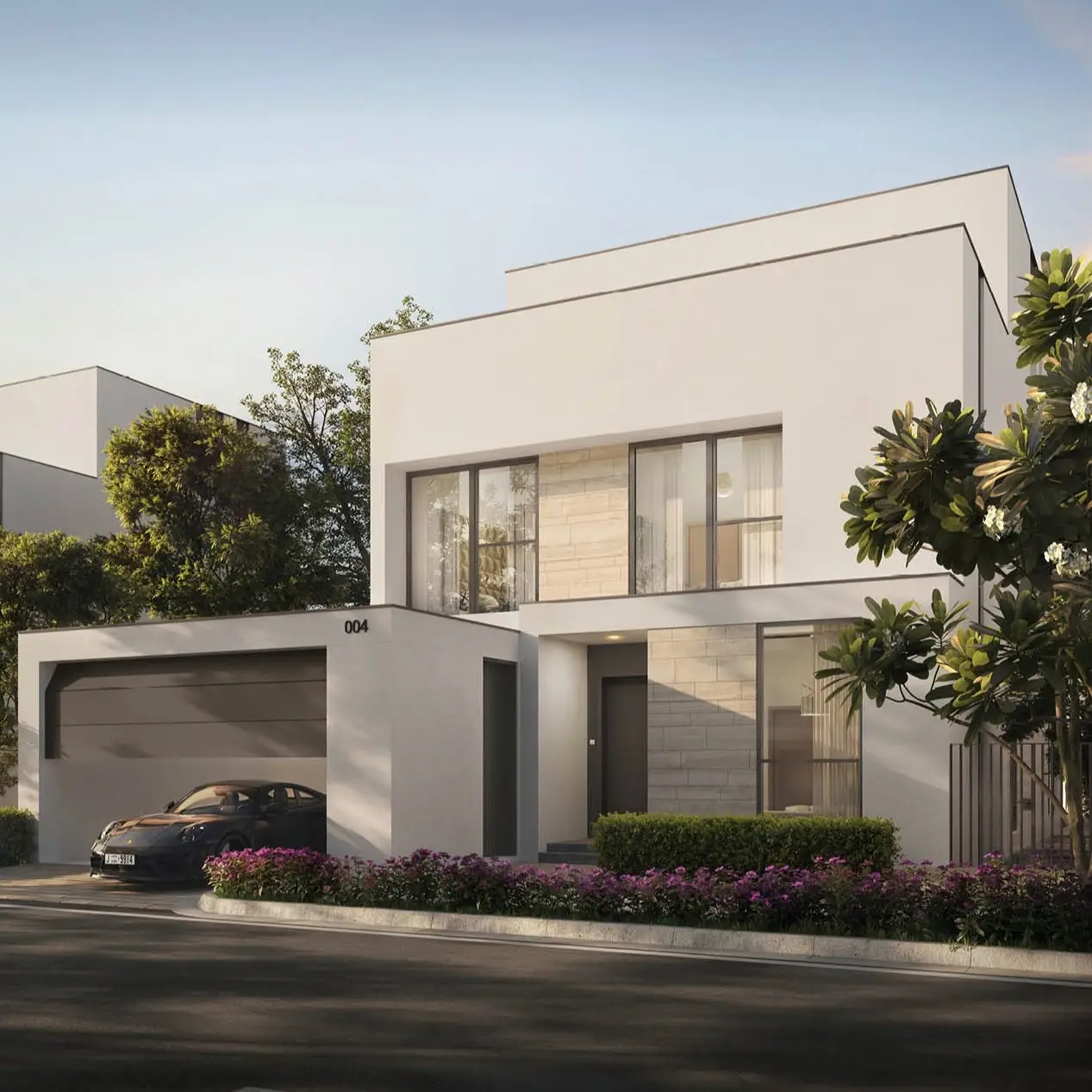 Equiterra townhouses along a landscaped residential street