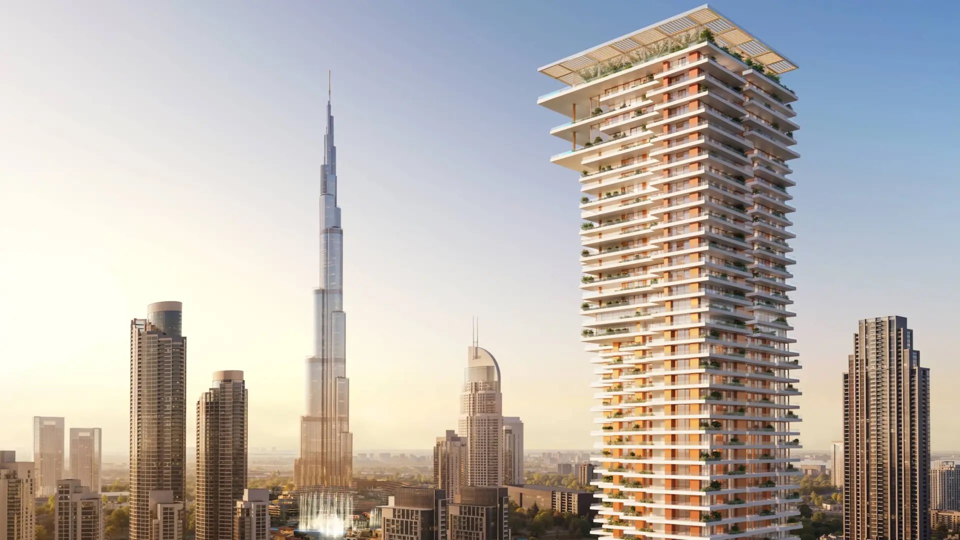 Fairmont Residences Solara Tower living and dining room interior, Downtown Dubai