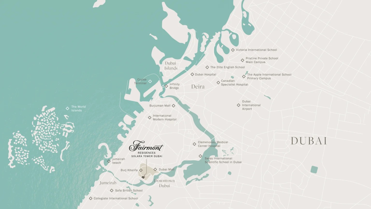 Fairmont Residences Solara Tower location in Downtown Dubai near Burj Khalifa