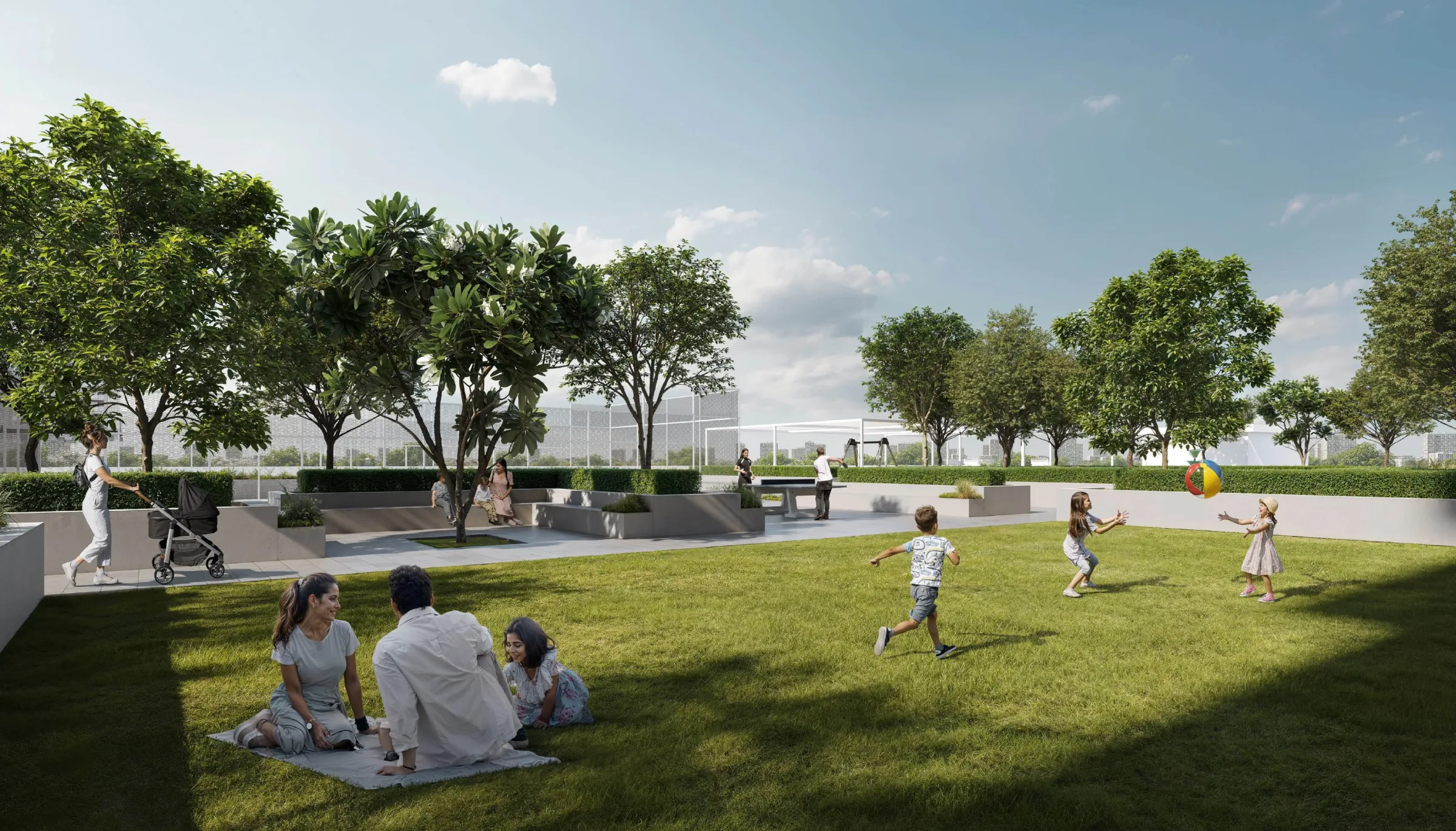 Golf Meadow landscaped park and family amenities