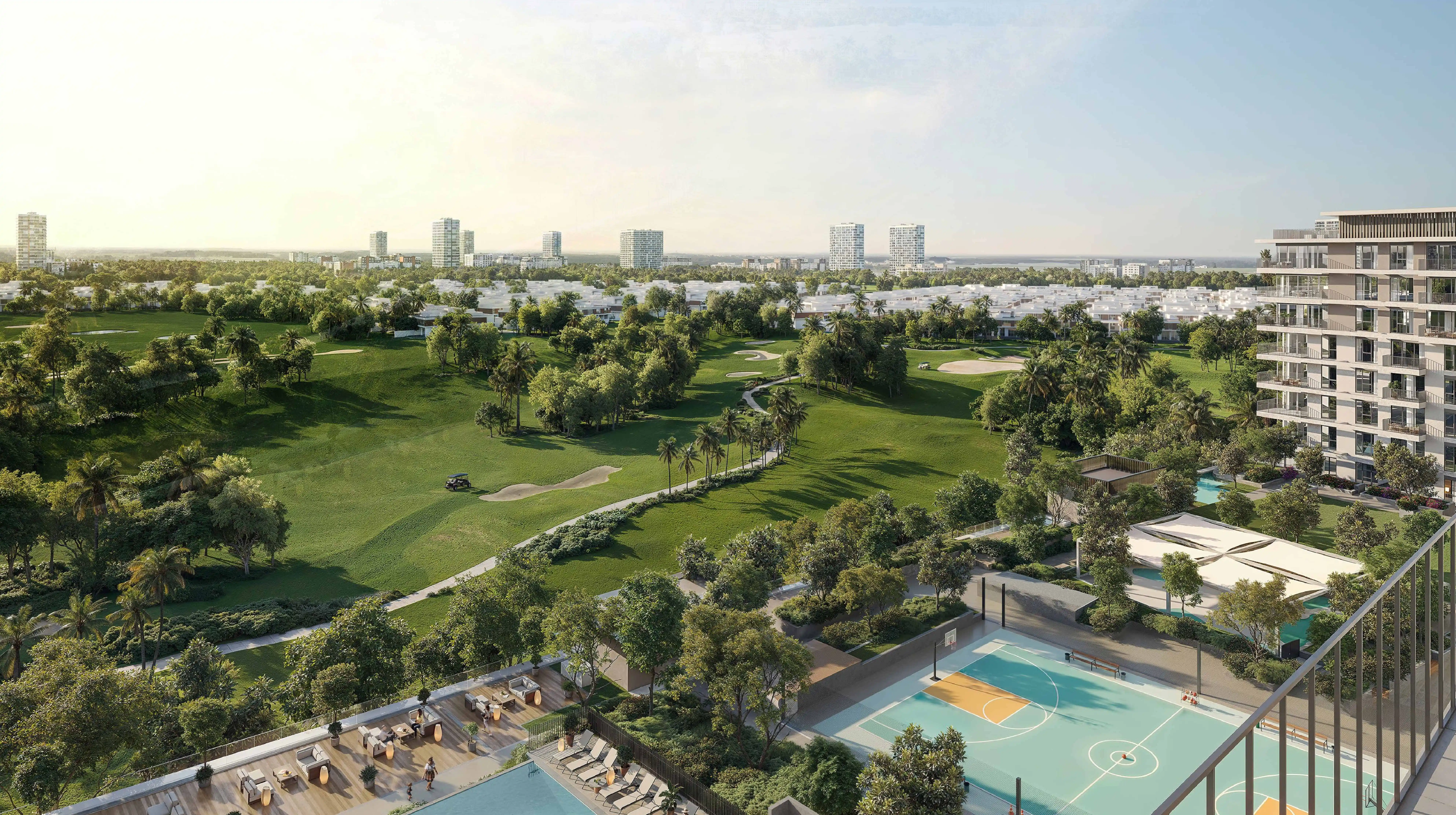 Golf Point panoramic golf-course and podium amenity view