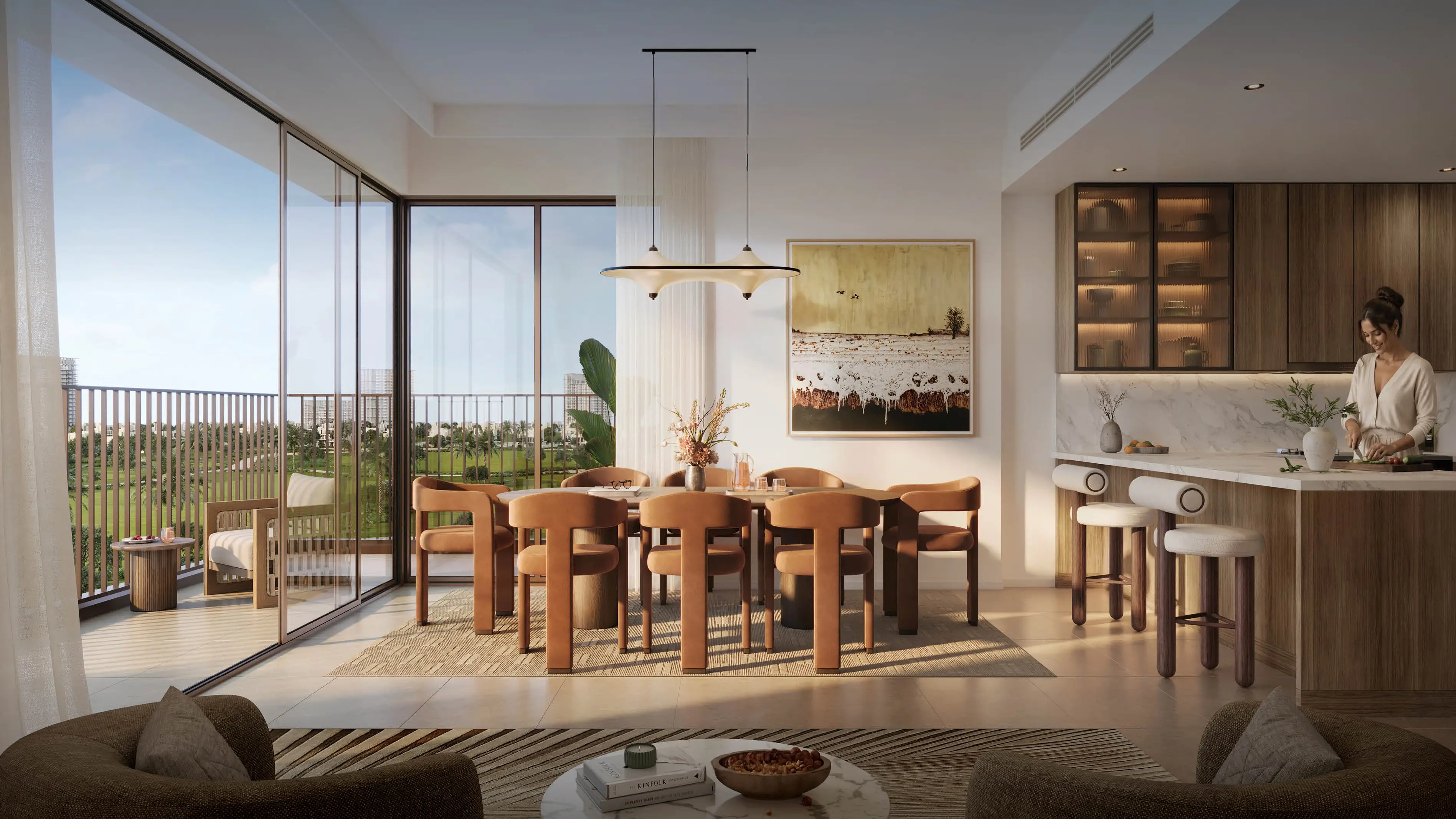 Golf Trails apartment interior and green view
