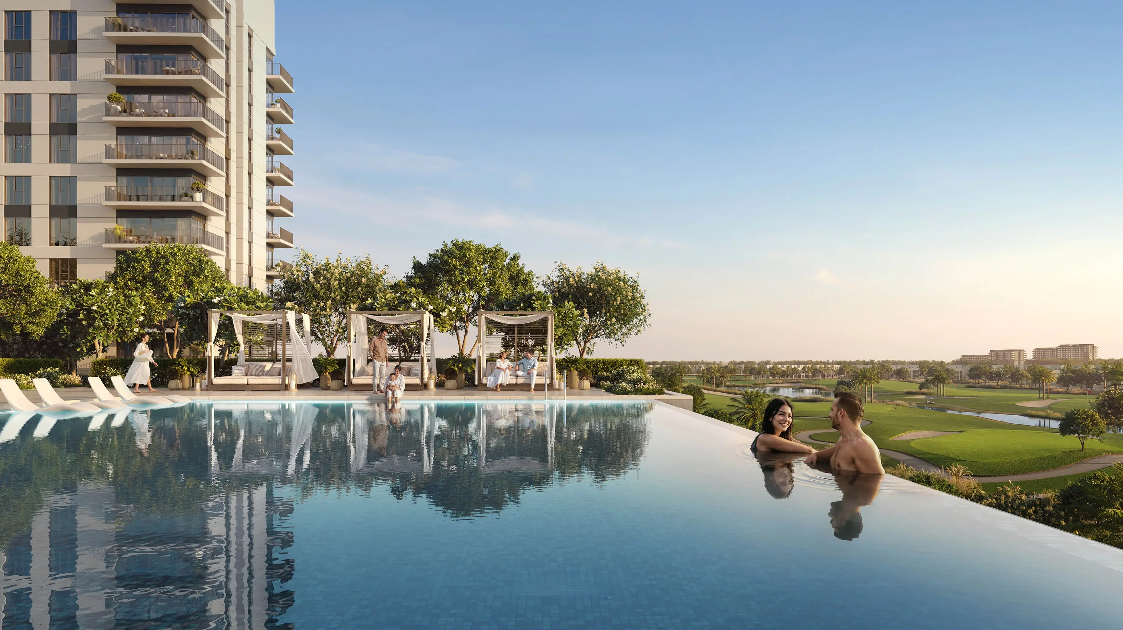 Golf Vale infinity pool and landscaped leisure deck