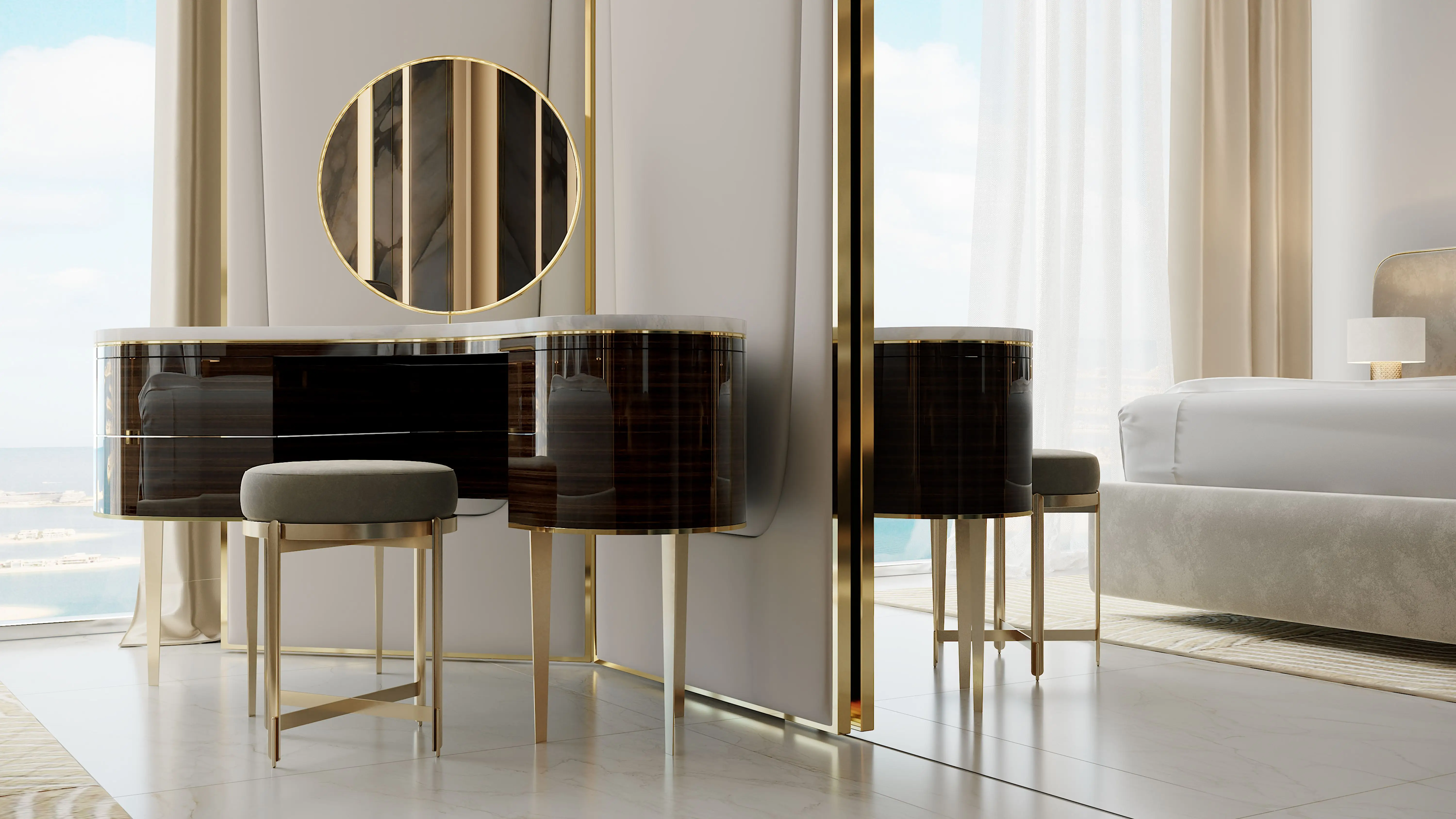 Grand Bleu Tower Elie Saab apartment living room