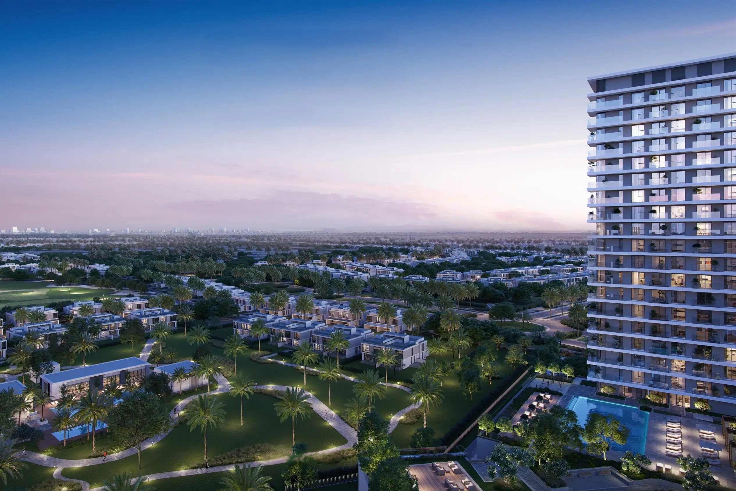 Greenside Residence contemporary apartment and golf course view