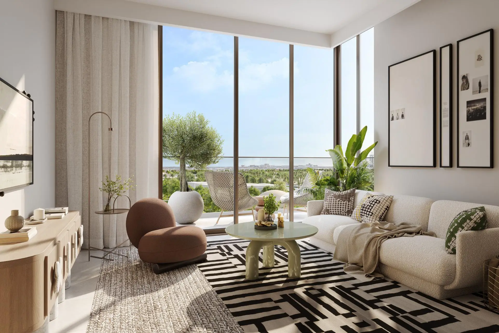 Hillsedge apartment living room with park views