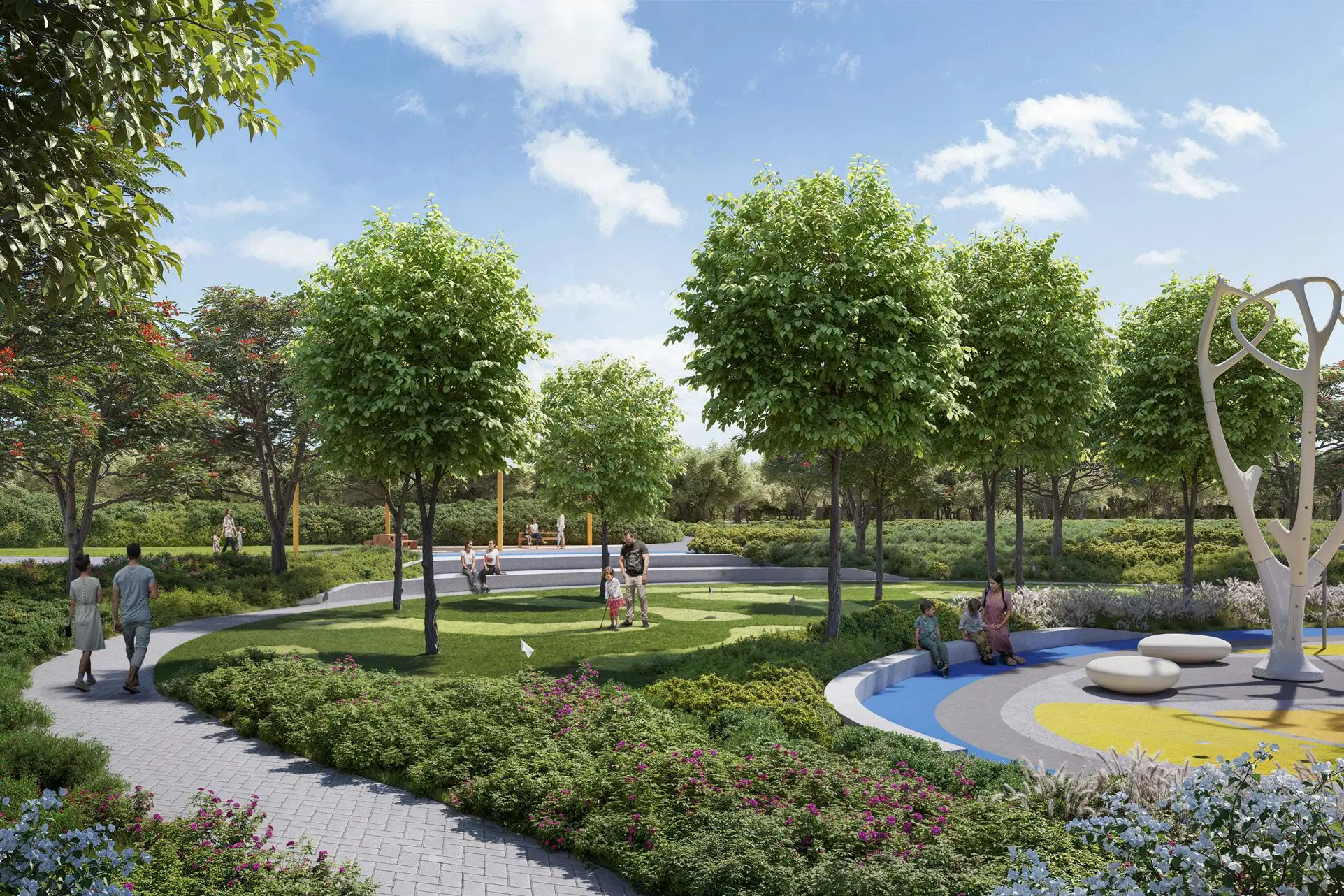 Landscaped Hillside Park beside Hillsedge in Dubai Hills Estate