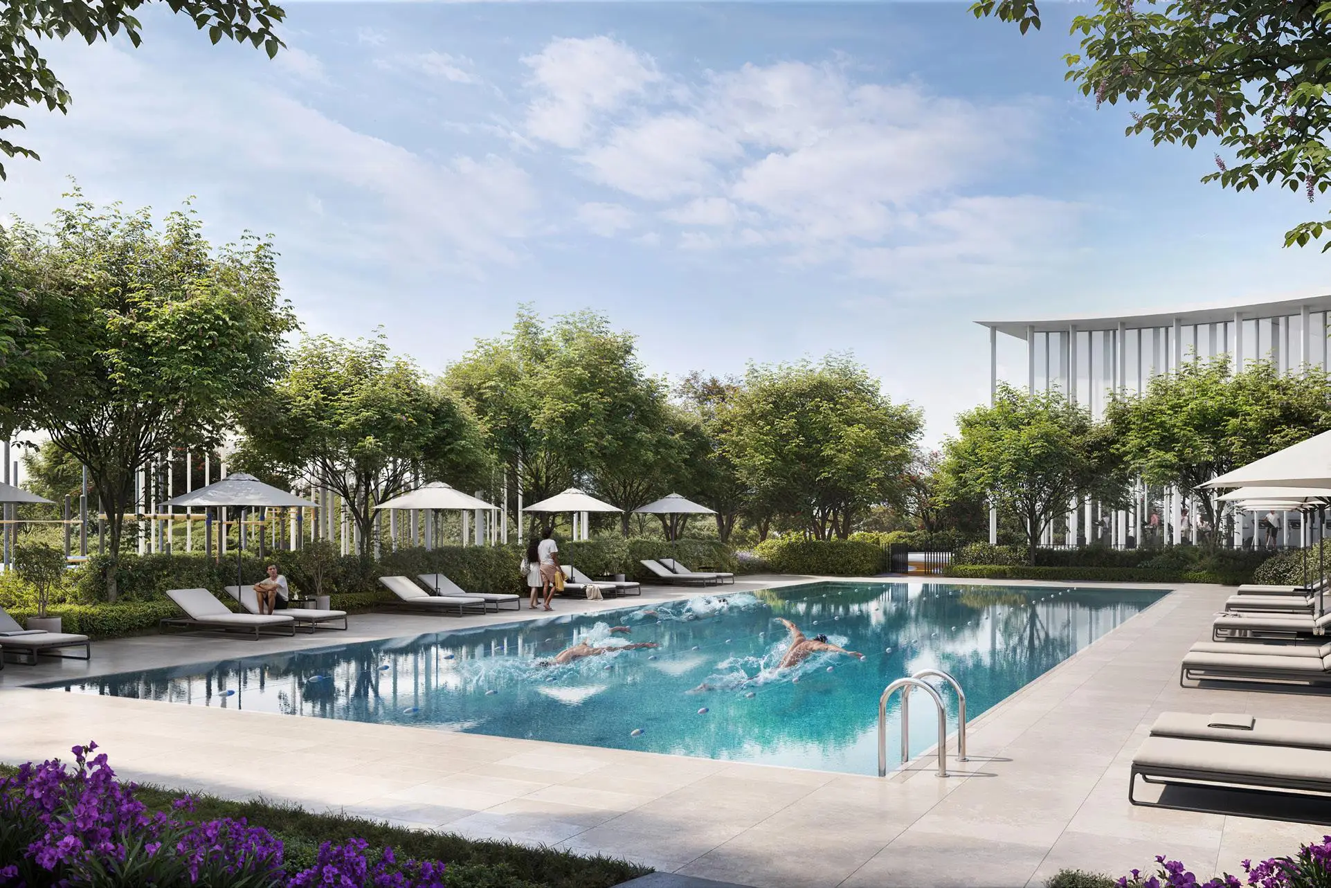 Hillsedge swimming pool and landscaped sun terrace