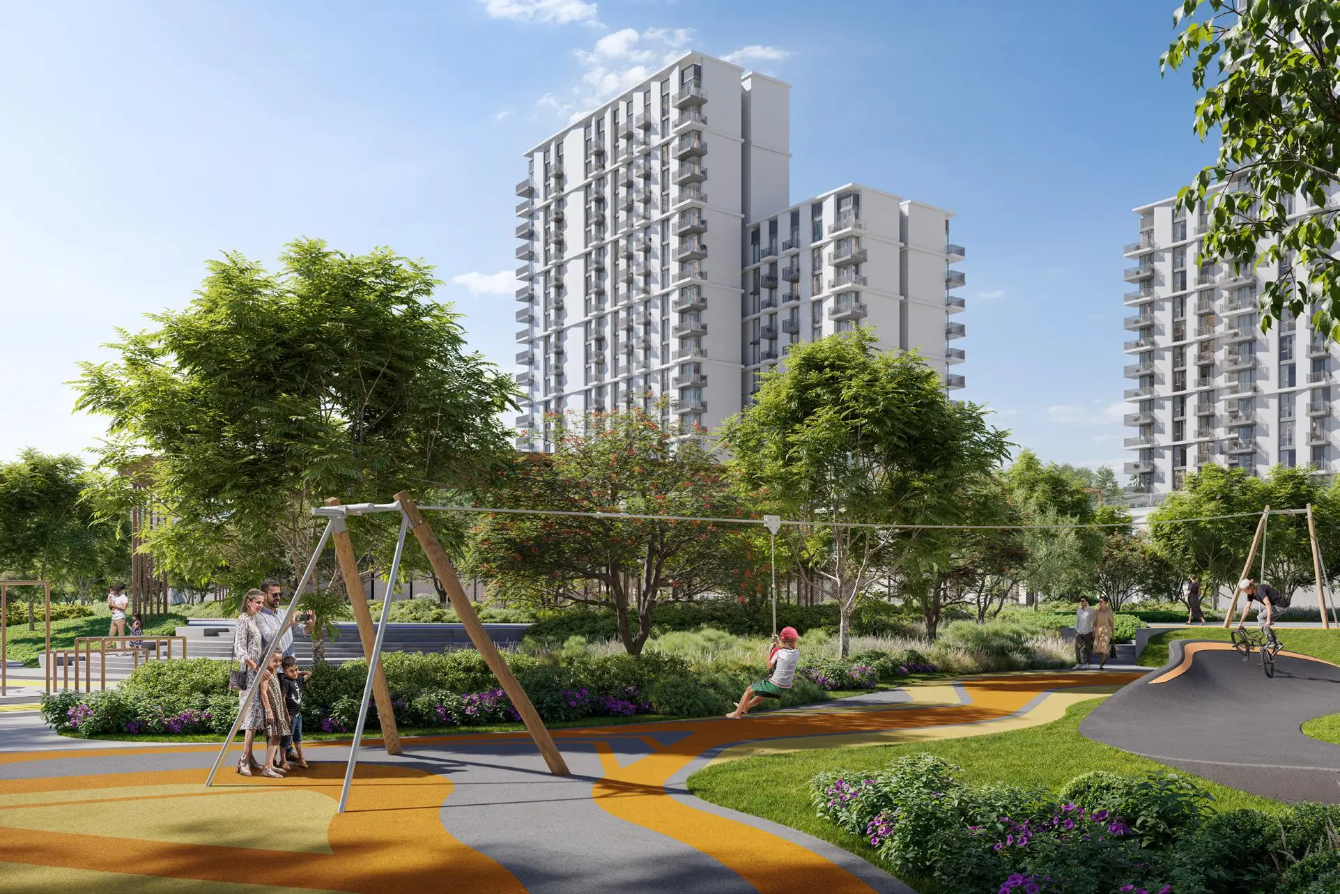 Hillsedge towers overlooking the children's playground